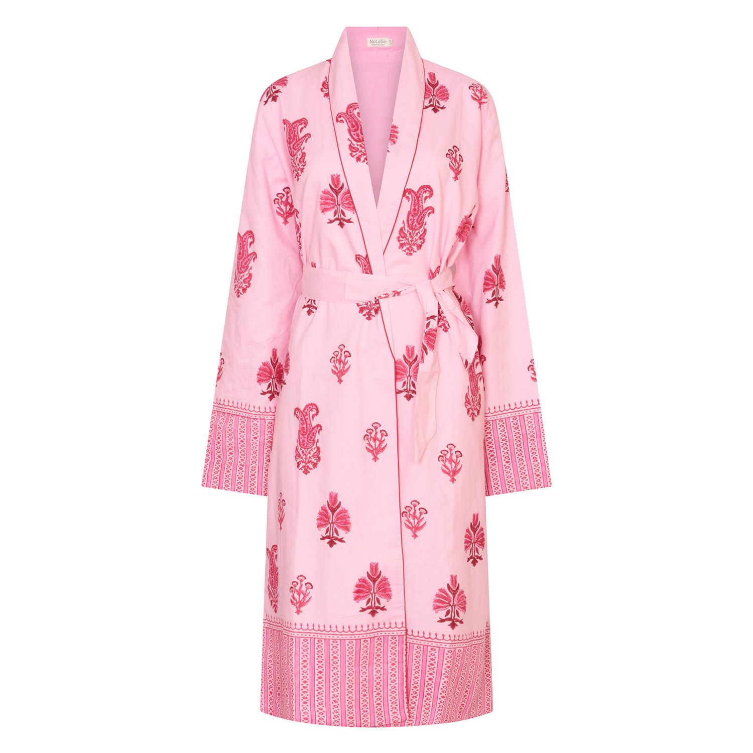 Nologo-chic Women's Pink / Purple Botanical Shawl Robe Cotton Cambric Mid Pink In Pink/purple