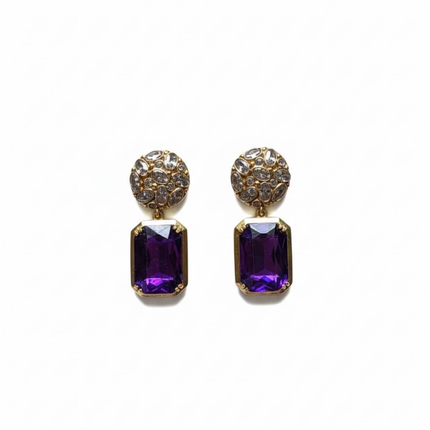 Silver & Elegant Co. Women's Gold / Purple The Regal Purple Dangle Earrings In Multi