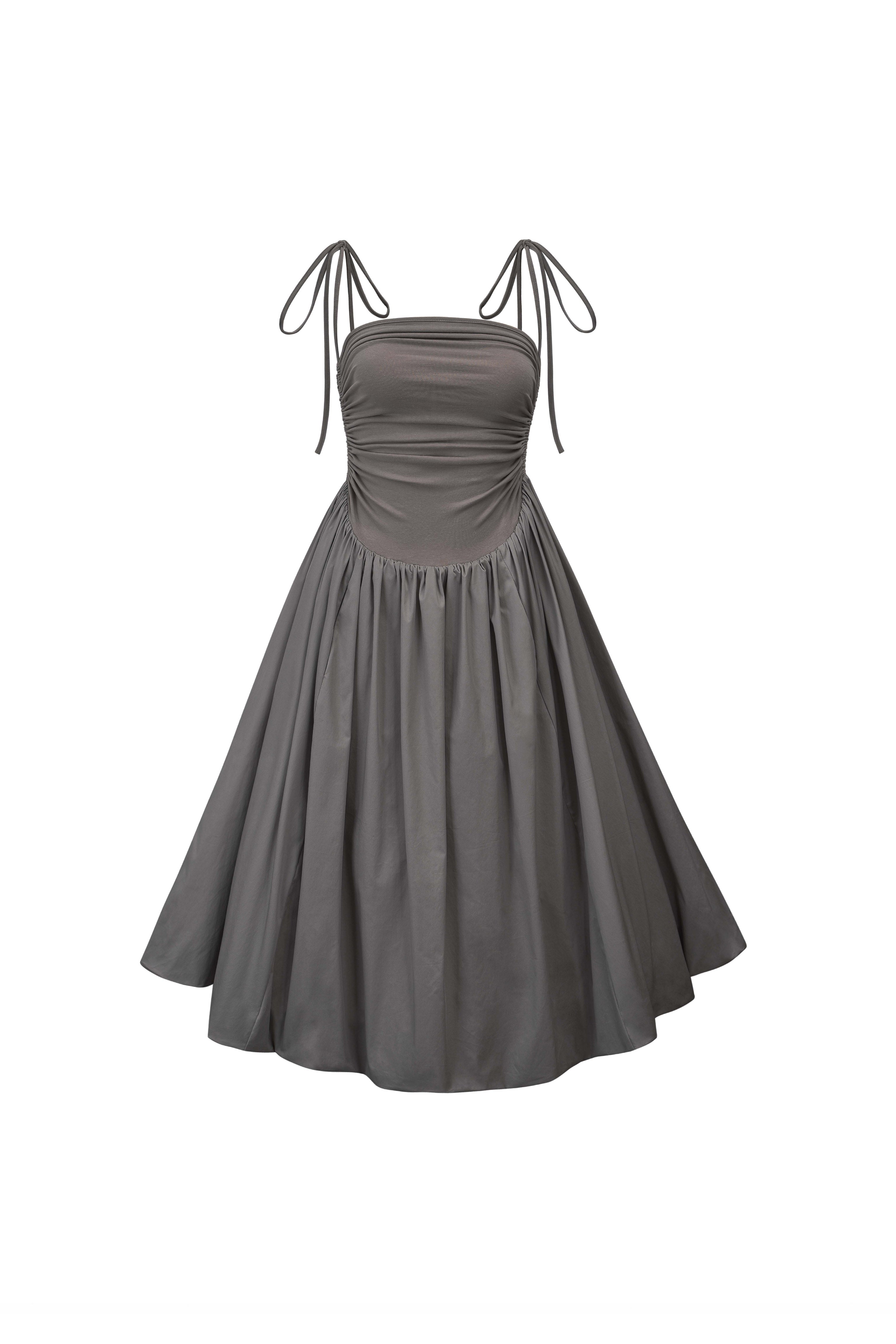 PUFFY POLO DRESS / azure & ice grey