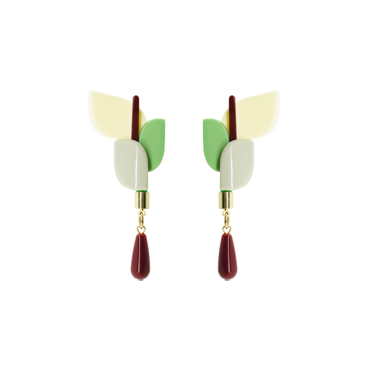 Gissa Bicalho Women's Neutrals Handmade Acrylic Earring Anthurium / Vanilla In Multi