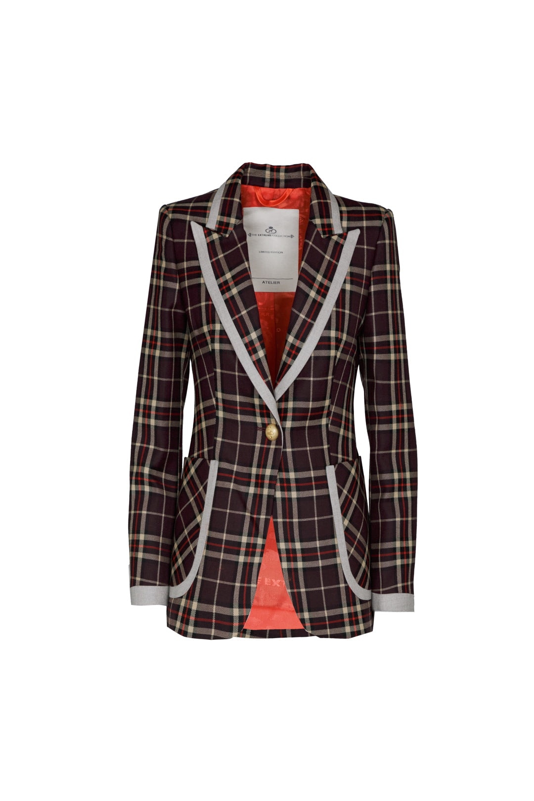 The Extreme Collection Women's Merlot Blackberry Scottish Check Blazer In Multi