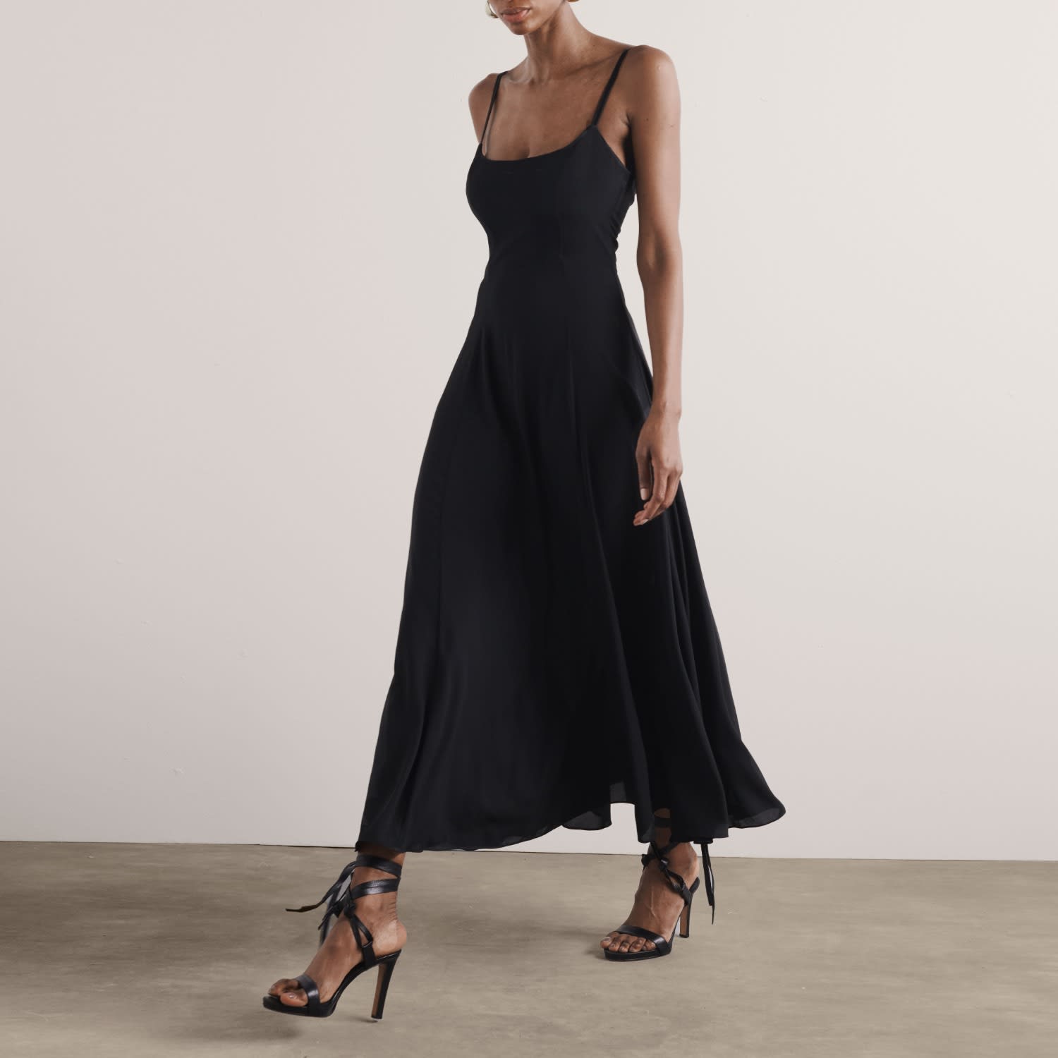Nora Strap Maxi Dress With Open Back In Midnight Black | Lily