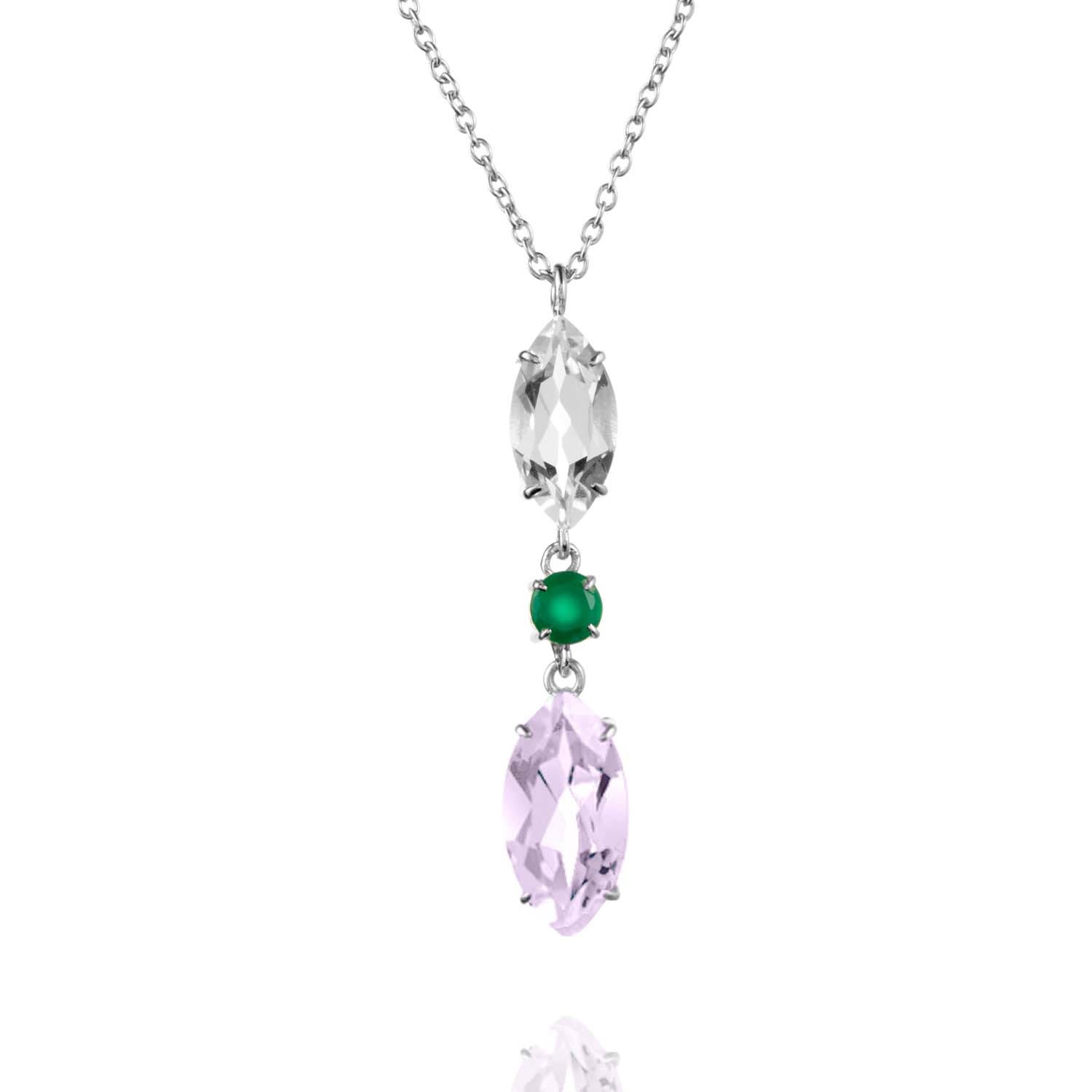 Women’s White Topaz & Purple Amethyst & Agate Necklace Augustine Jewels