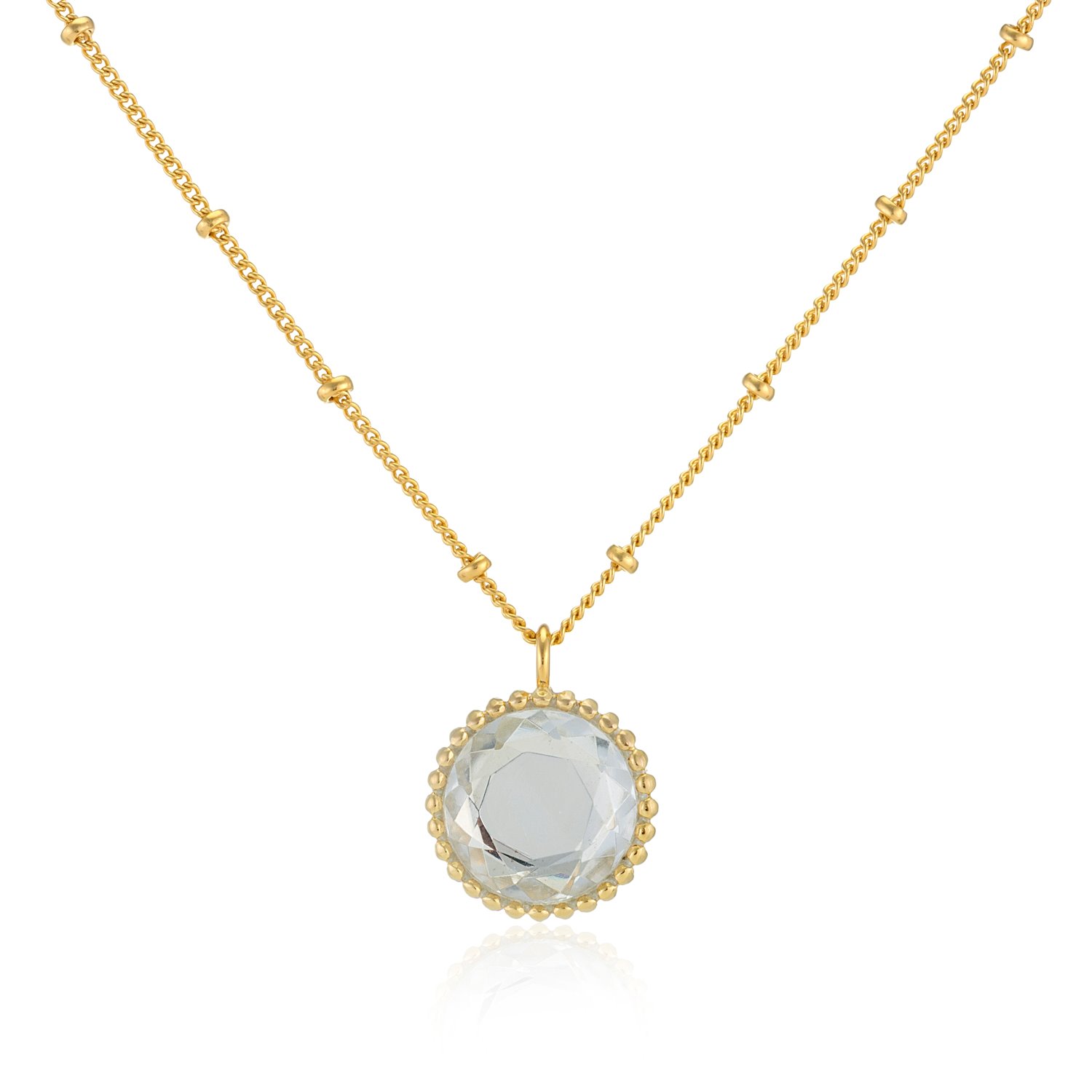 Women’s Gold / White Barcelona April Birthstone Gold Necklace Crystal Auree Jewellery