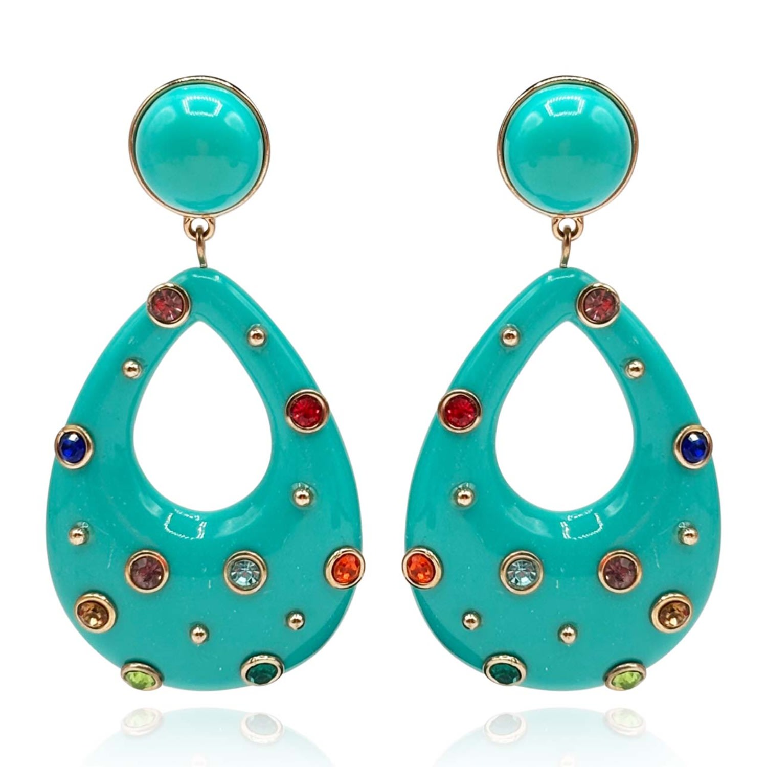 Michael Nash Jewelry Women's Blue Studded Turquoise Resin Large Hoop Earrings In Blue