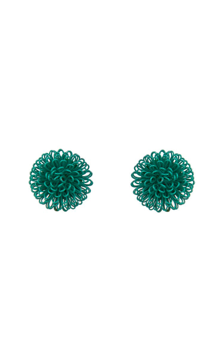 Women’s Green Single Clip Pompom Earrings Pat’s Jewelry