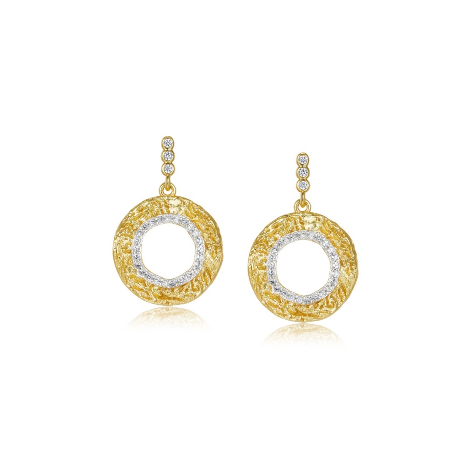 Janus Edinburgh Women's Shen Gold Vermeil Mixed Tone Circle Textured Earrings In Gold