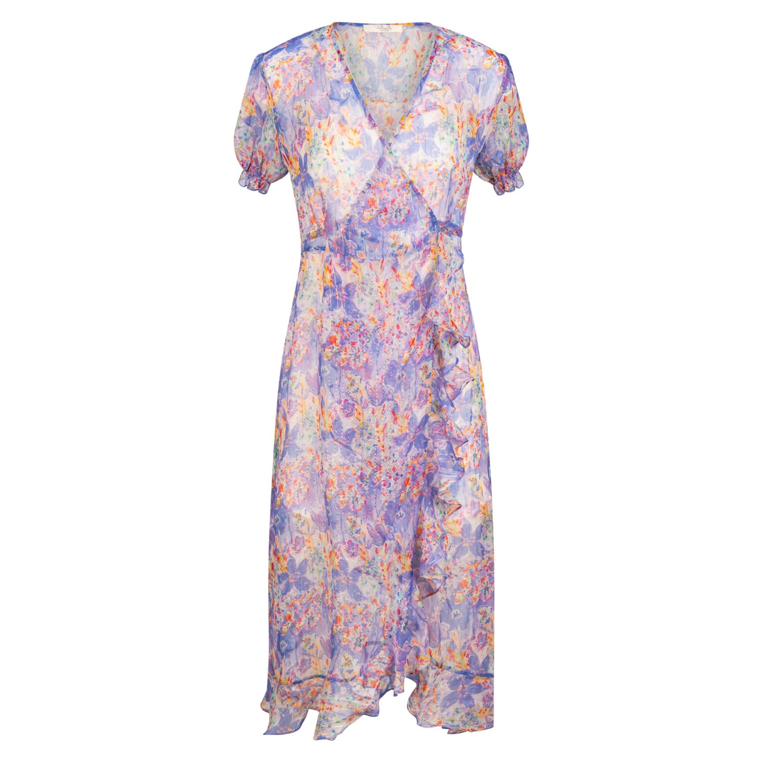 Women's Purple Vienna Lucky Lilacs Silk Wrap Dress Maxi | Extra Small | Introvertie Vienna