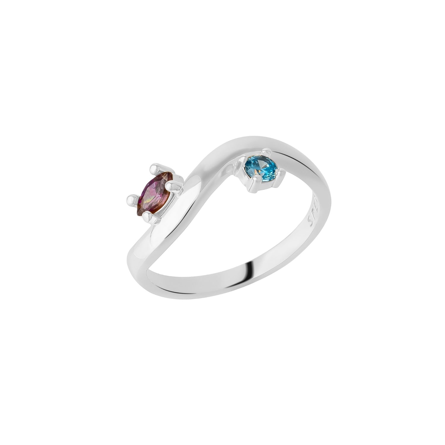 Spero London Women's Bended Sterling Silver Double Gemstone Ring - Silver In Silver