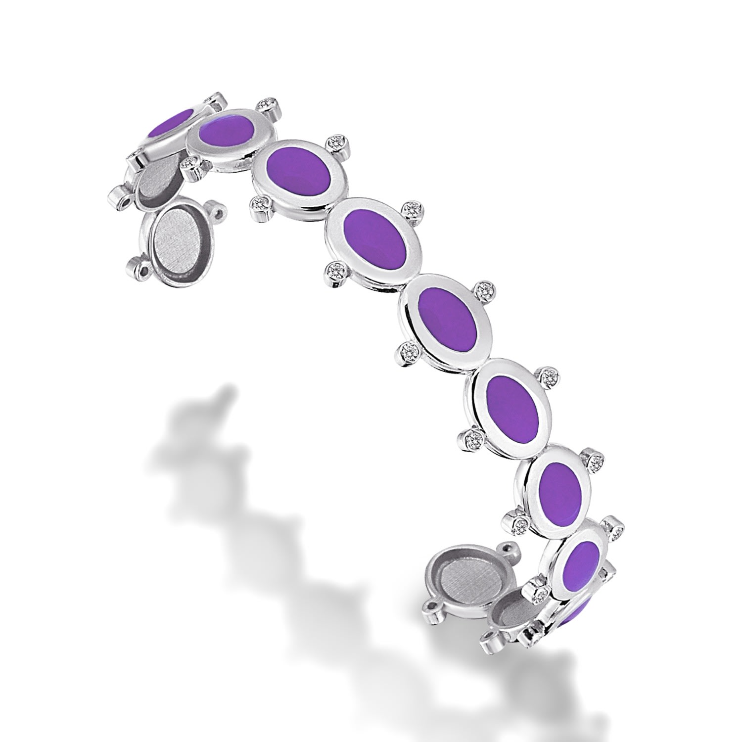 Odda75 Women's Pink / Purple Esma Cuff Bracelet In Sterling Silver Lilac