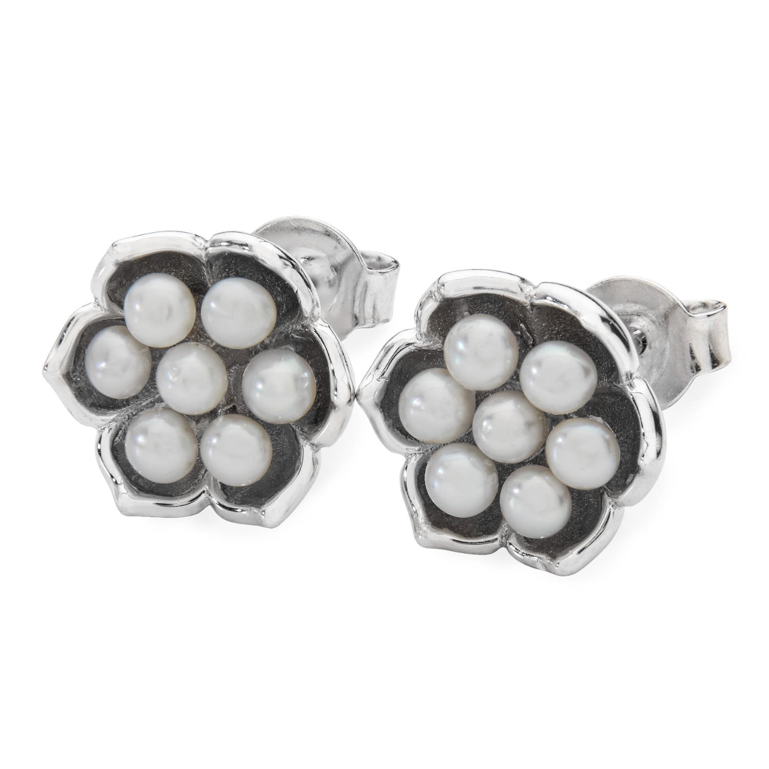 Women’s Silver Royal Pearl Flower Studs Lucy Quartermaine