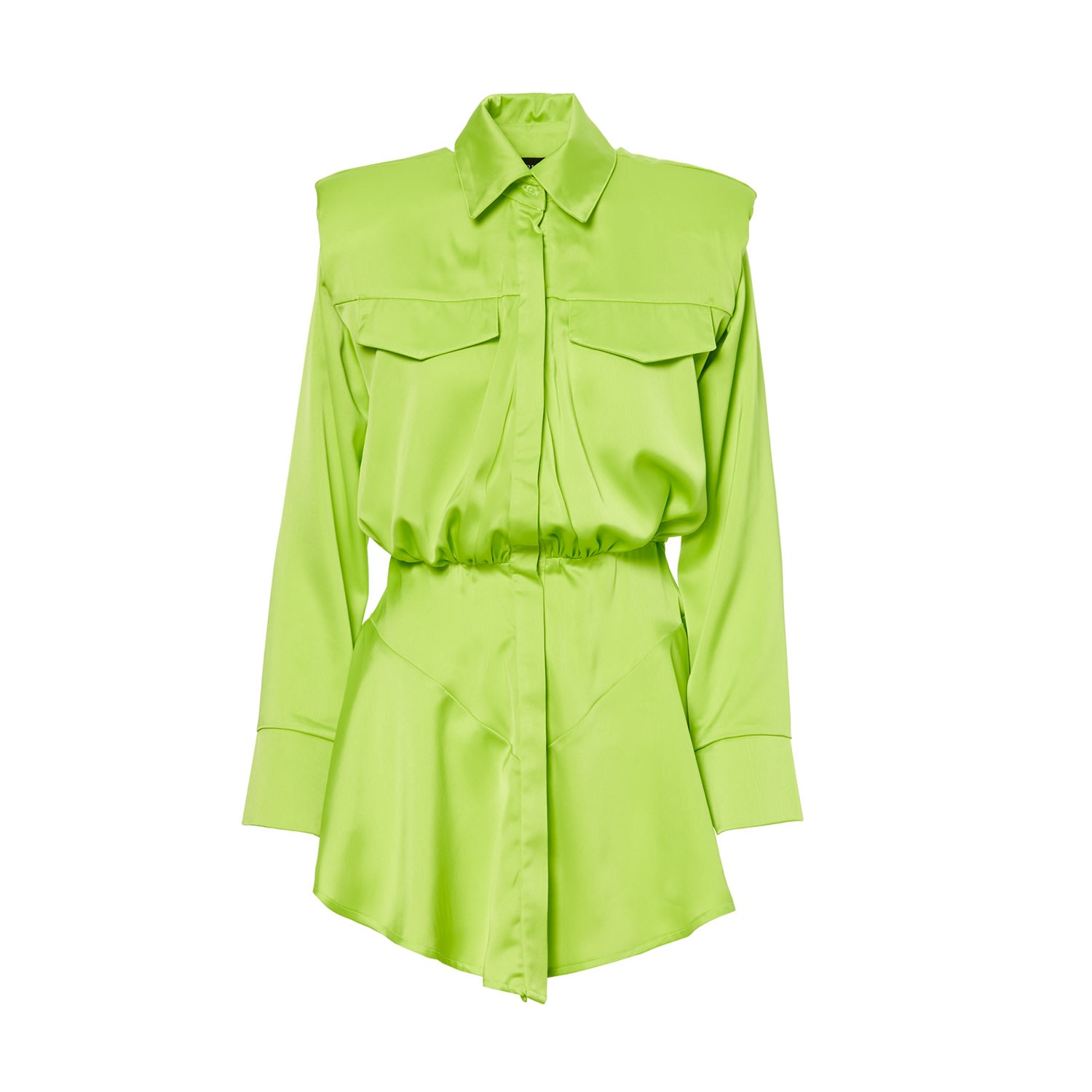 Women’s Green Neon Mini Dress With Oversized Shoulders Large Bluzat