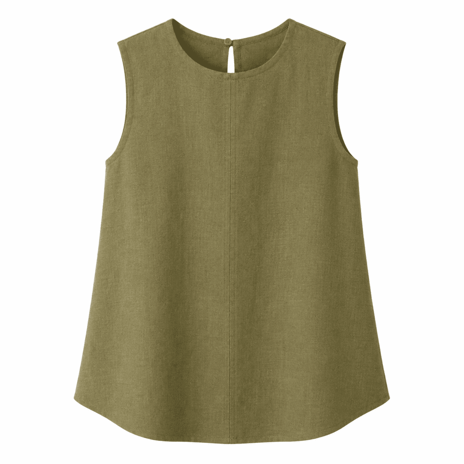 Exquise Women's Green Almira Crew Neck Linen Blouse - Khaki
