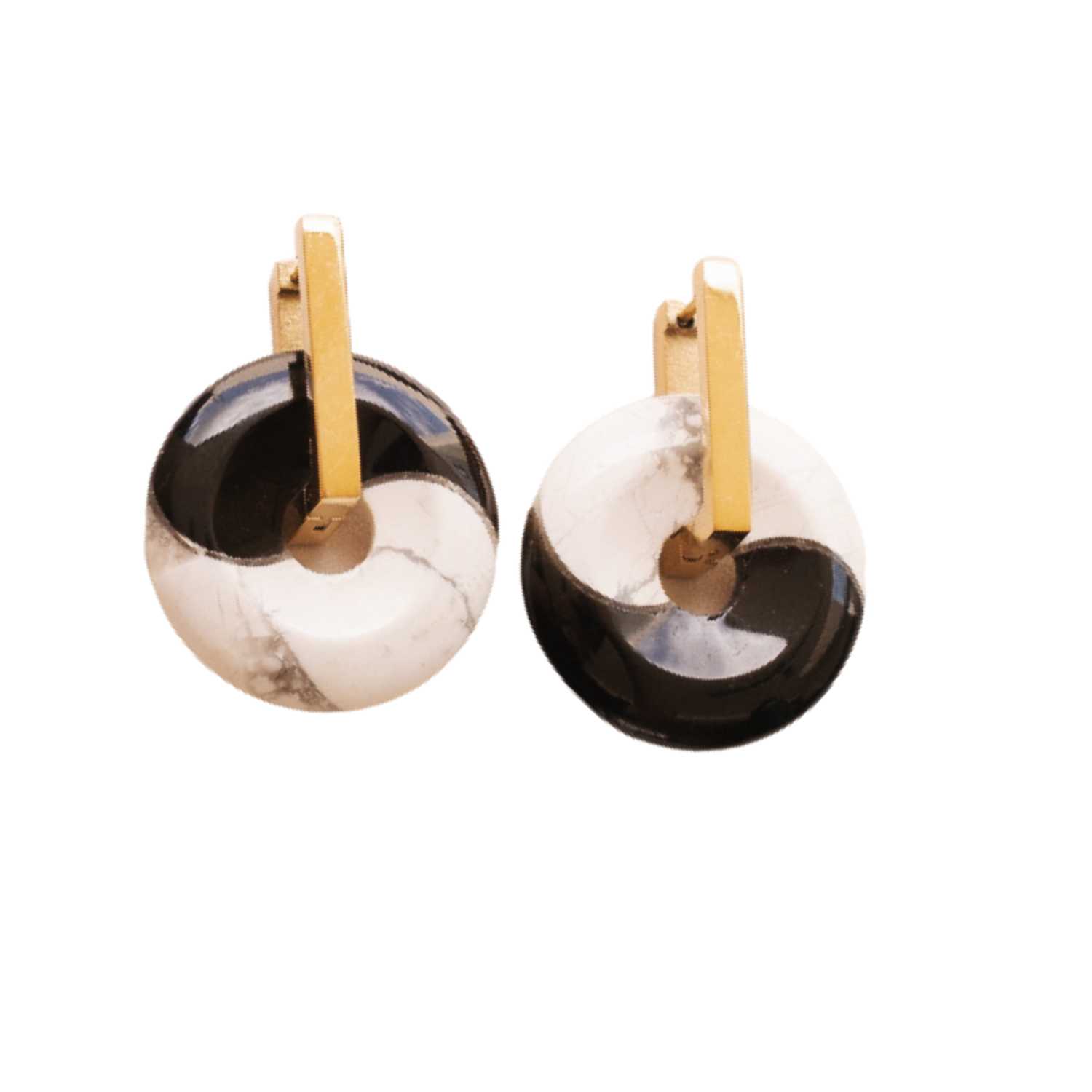 Lucky O’s Women's Black / White / Gold Yin Yang Earrings In Multi