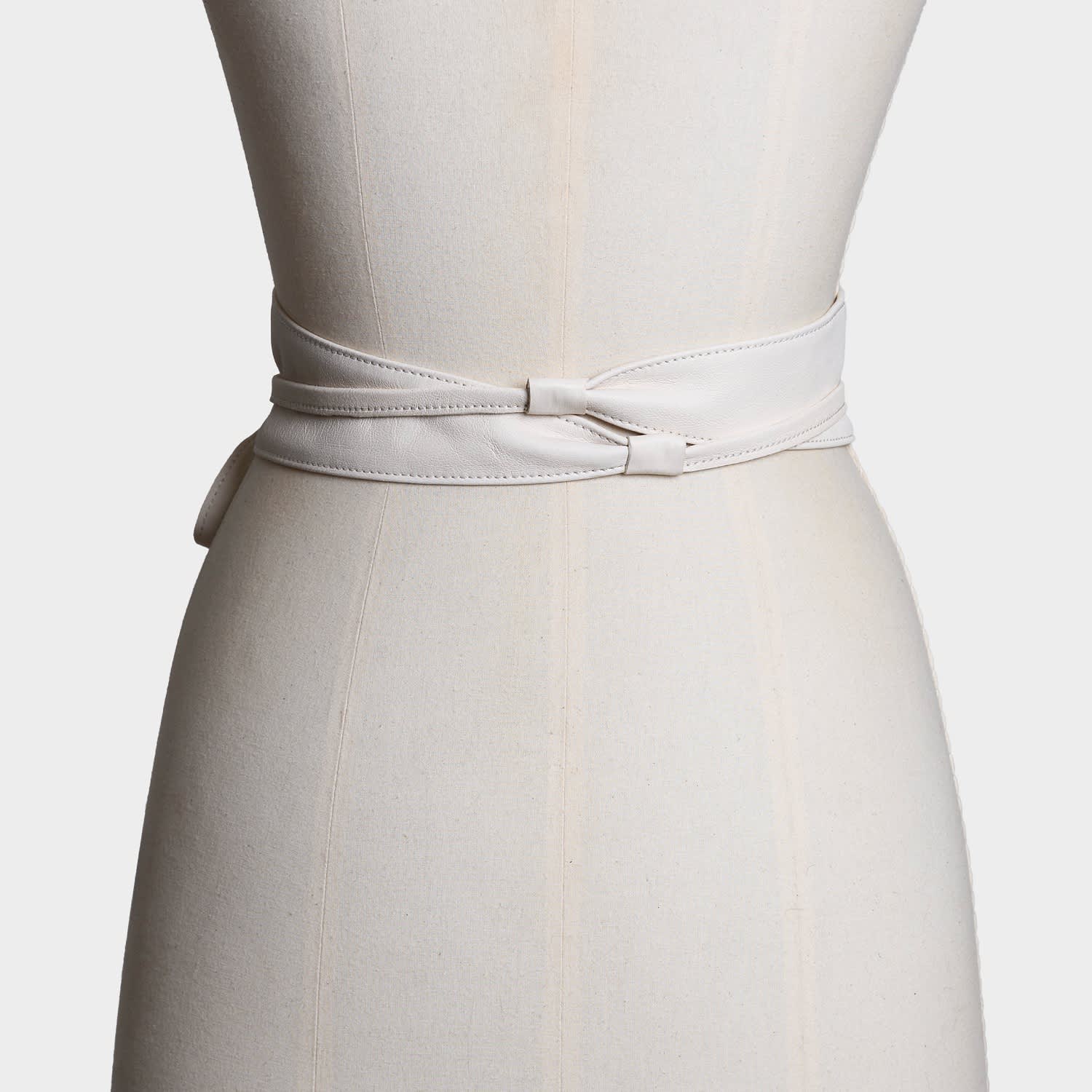 1361 Obi Belt For Women – Wide Waist In Faux Leather, Mica- White Obi Belt for Women – Wide Waist Belt in Faux Leather MICA  main image 4