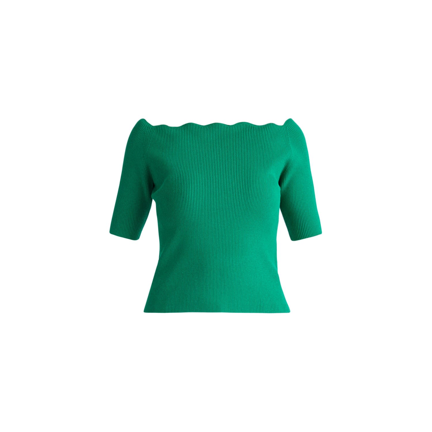 Women’s Scallop Neck Top - Green Large Paisie