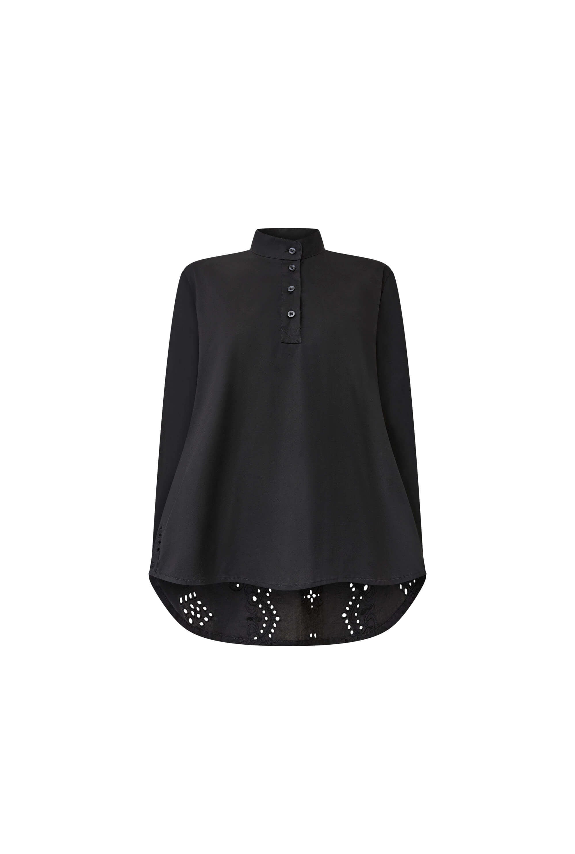 James Lakeland Women's Lace Cotton Black Shirt In Black