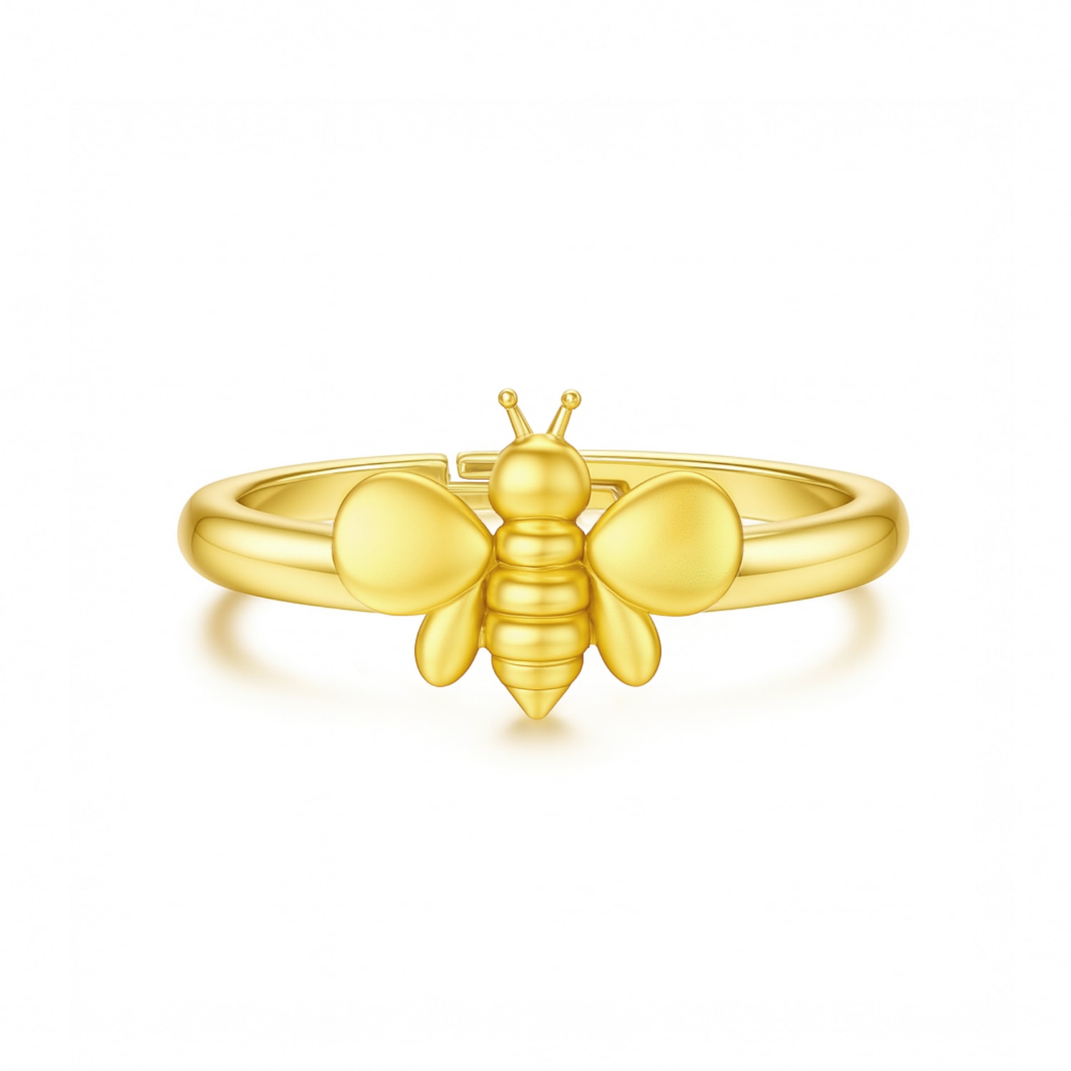 Unaloe Sterling Silver With Gold Plated Bee Ring – Nature-inspired And Adjustable -  Handmade Ring Fo In Gold