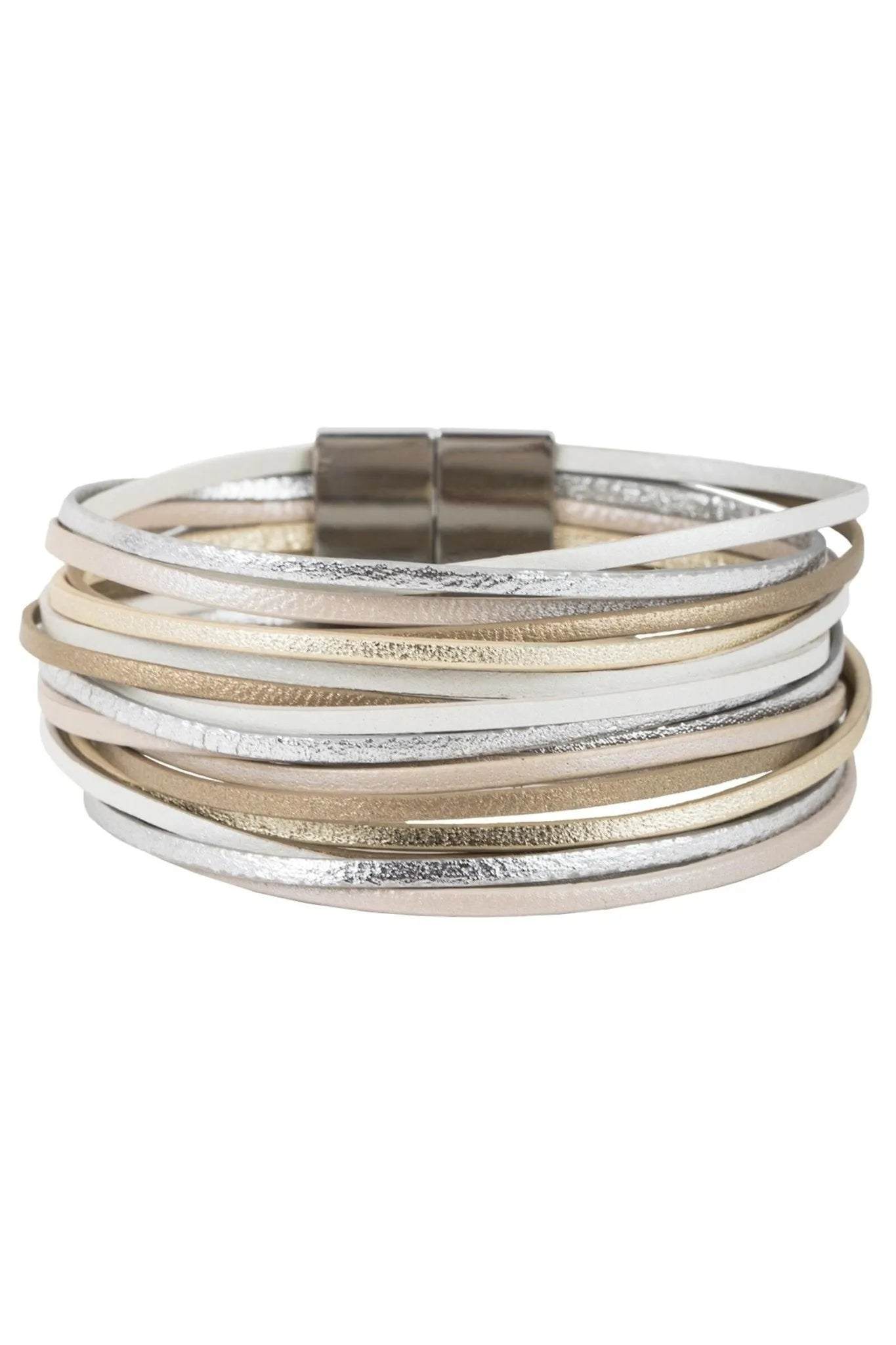 Saachi Women's White Jolie Metallic Leather Bracelet