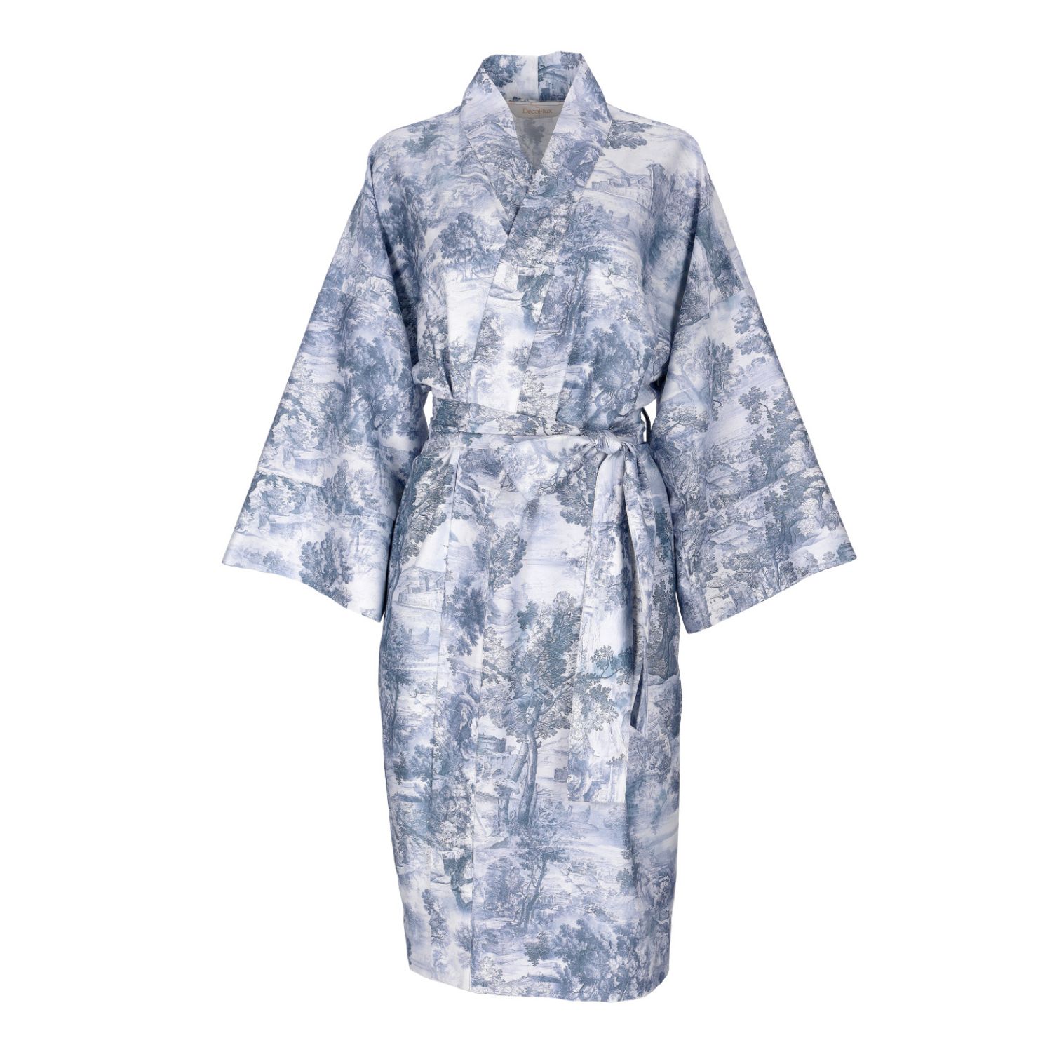 Decoflux Home Women's Blue / White Cotton Kimono Toile Blue & Matching Cotton Bag In Blue/white