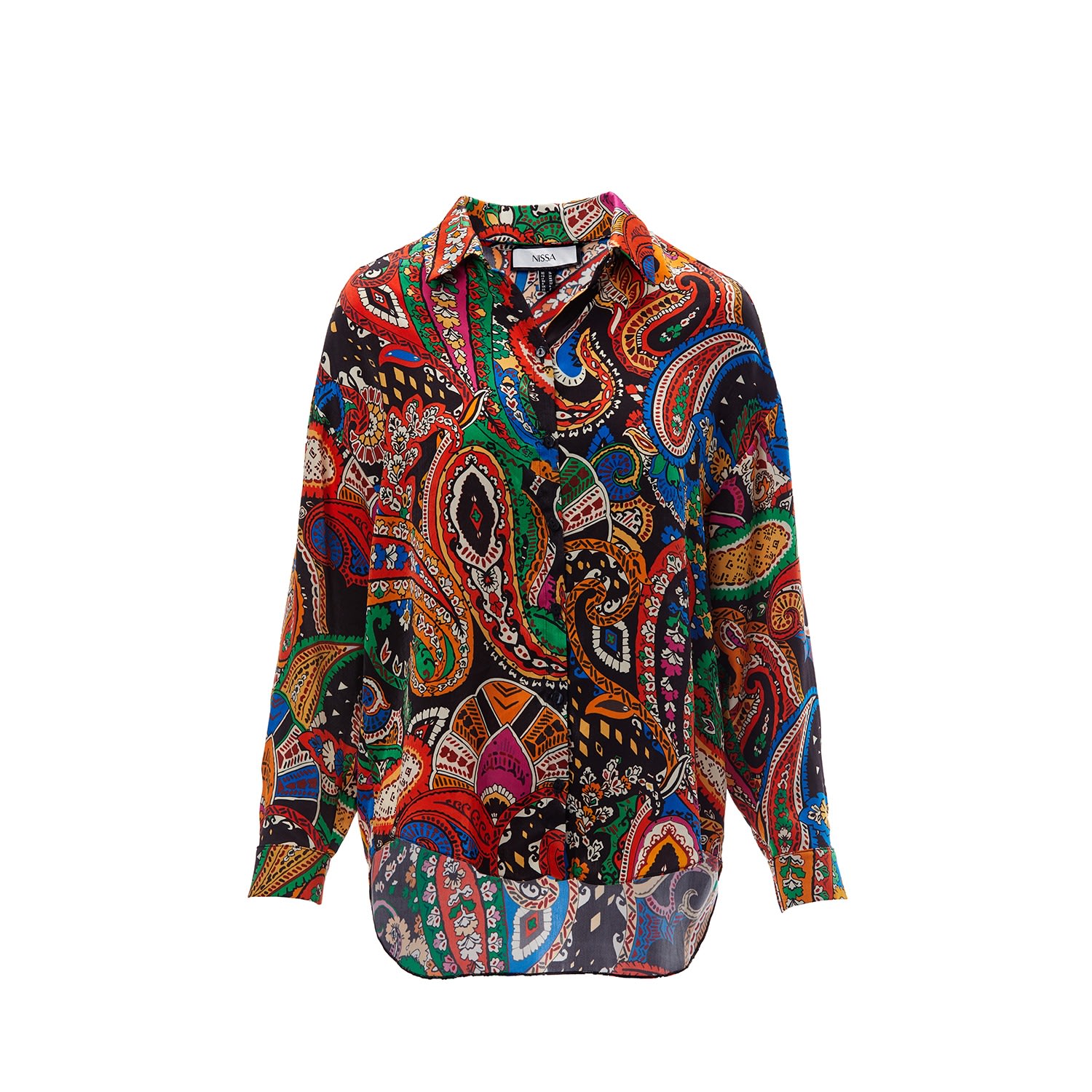 Women’s Paisley Print Satin Shirt Extra Large Nissa