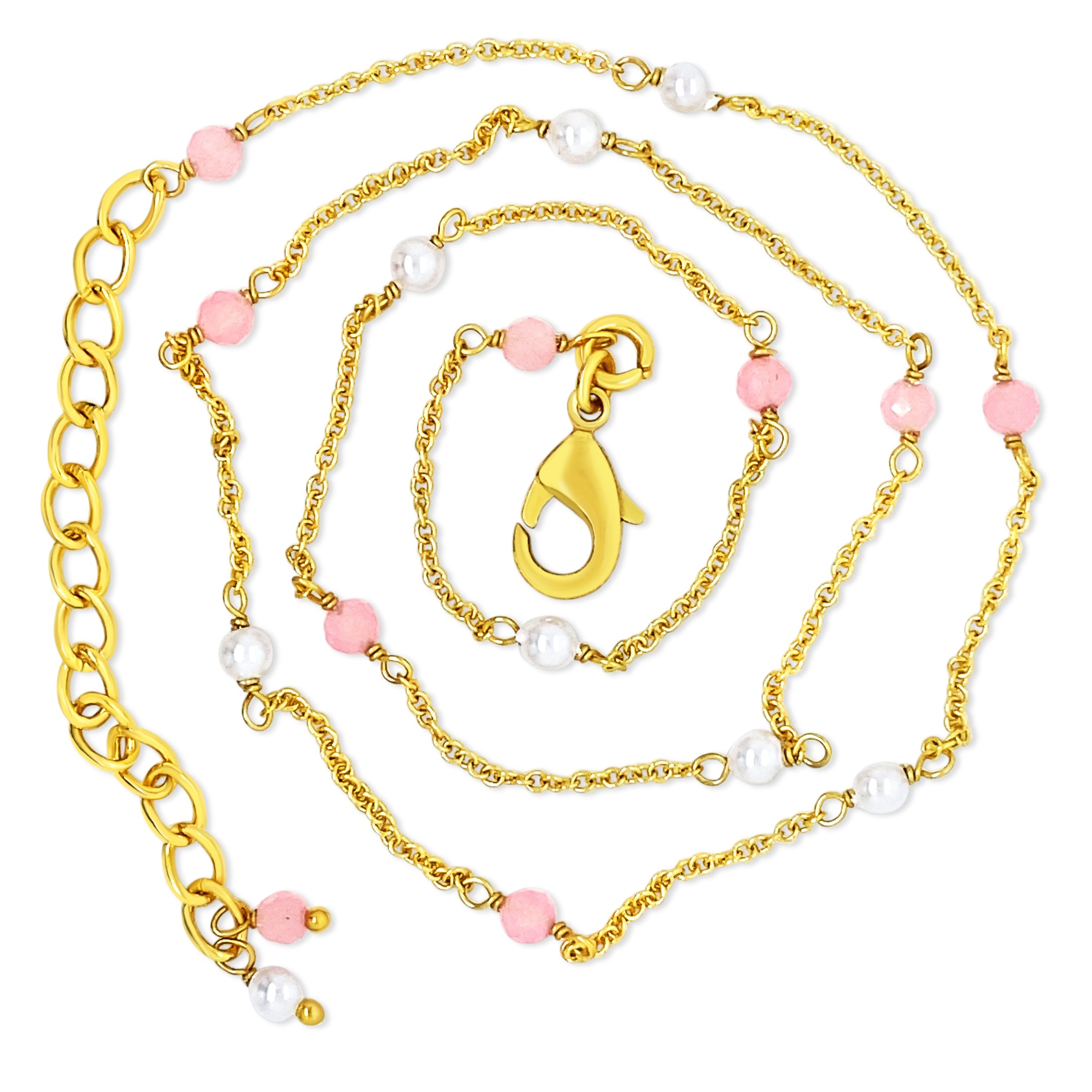Gem Bazaar Jewellery Women's White / Pink / Gold Pink Sands Chain In Multi