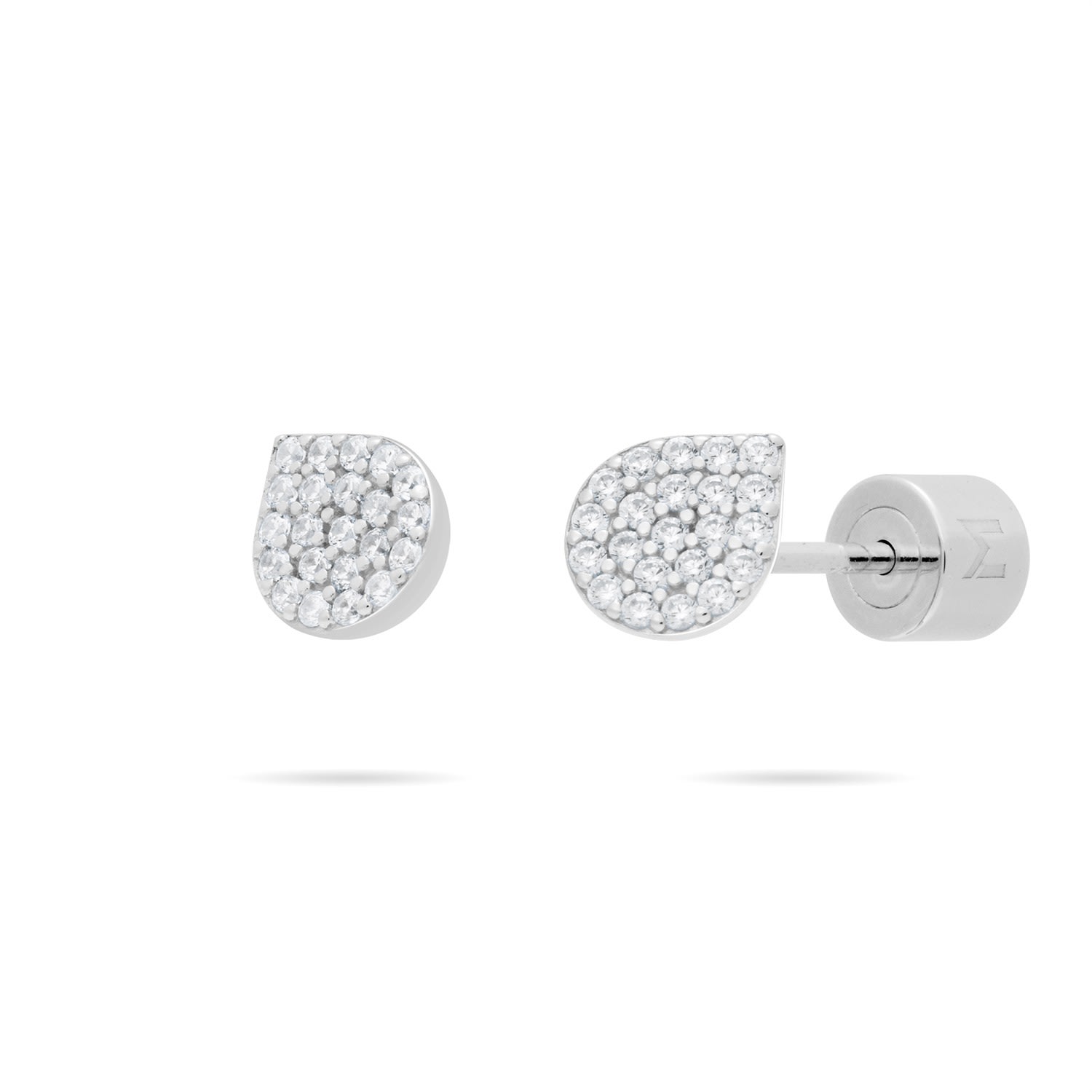 Women’s Waterdrop Bud Stud Earrings With Pave Cz - Silver Meulien