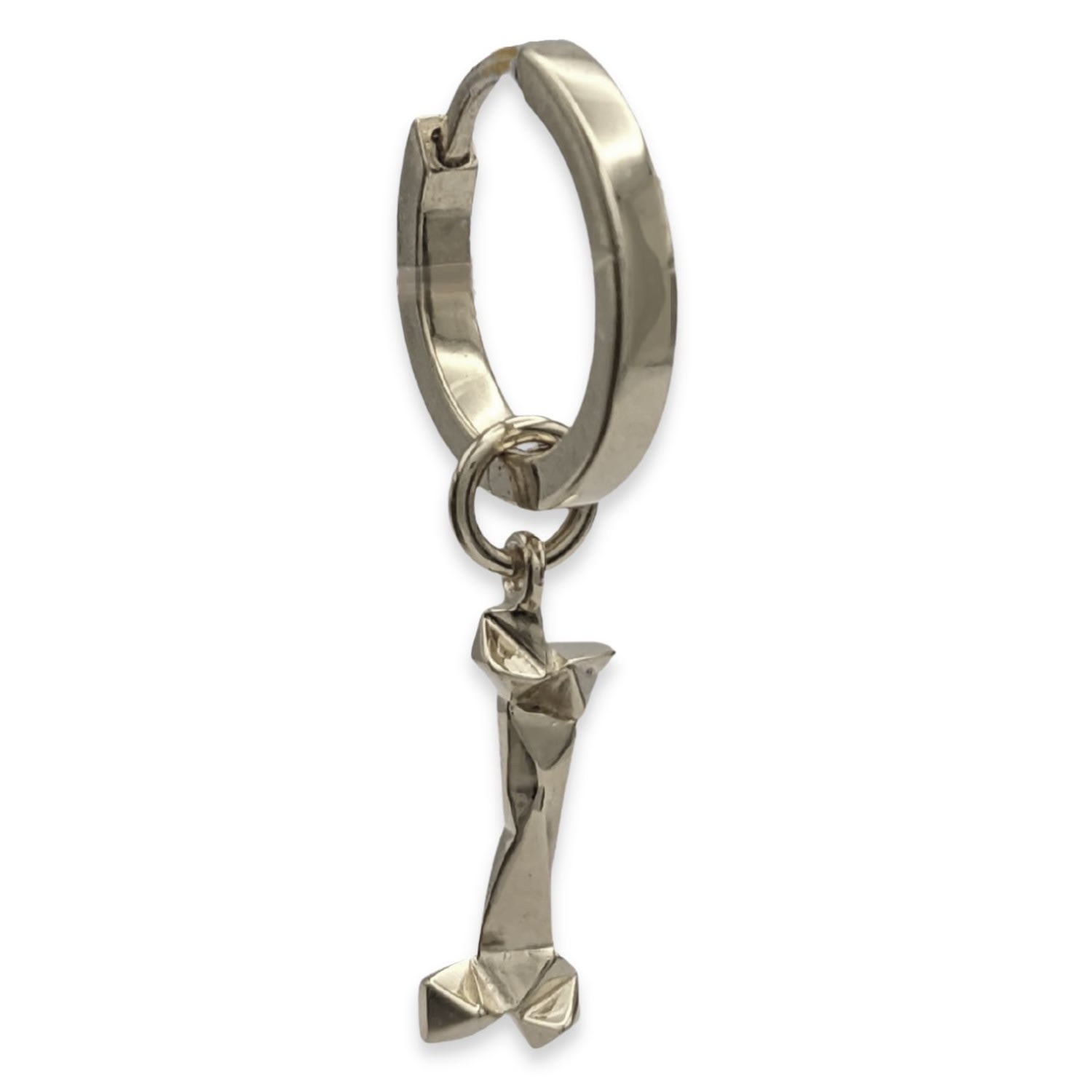 Frenvyrn Men's Mars Dog Bone Huggie Hoop Single Earring, Sterling Silver In Silver