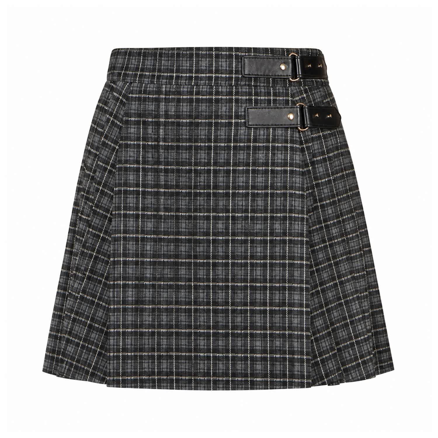 Yumi Black Check Pleated Mini Skirt | Yumi | Wolf & Badger