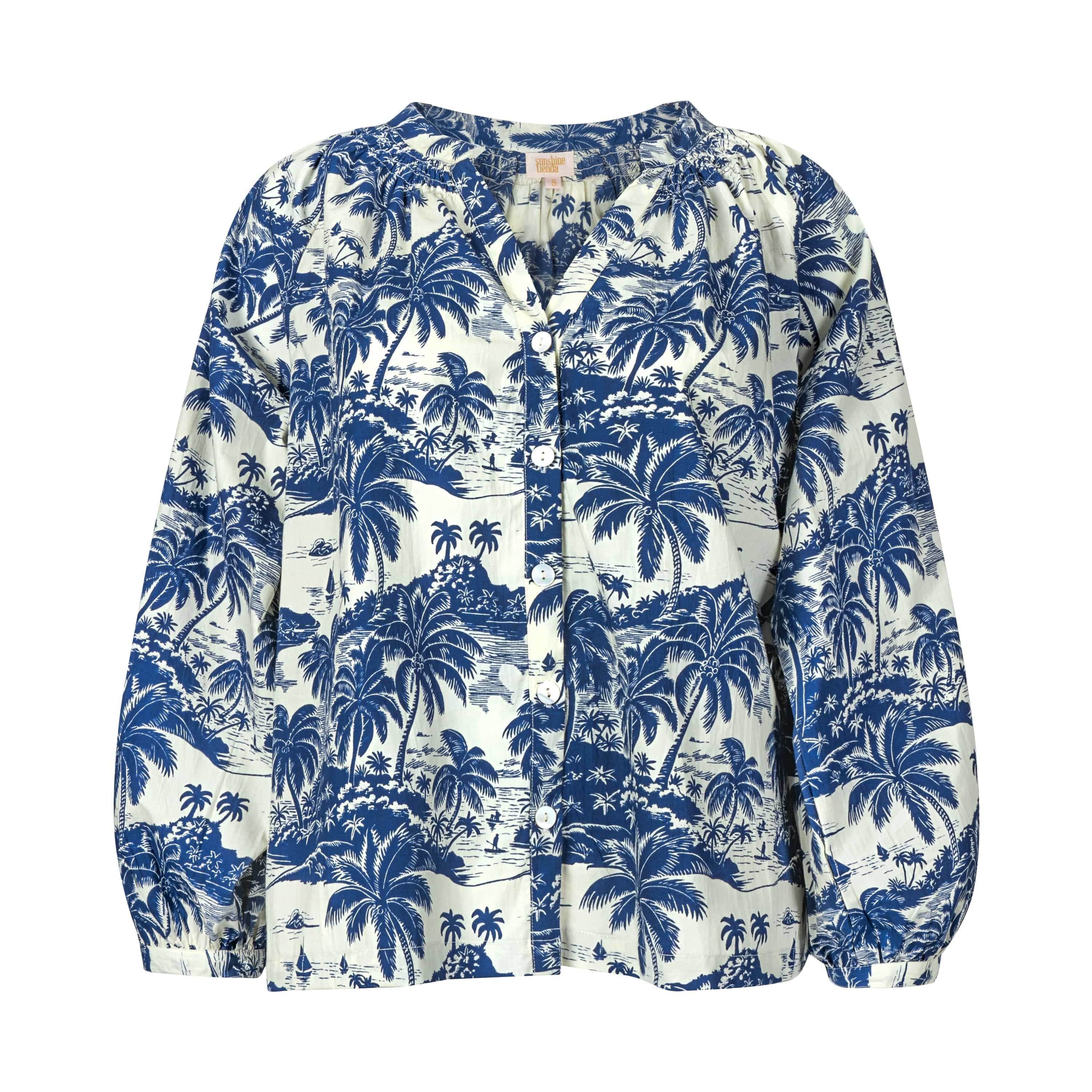 Sunshine Tienda Women's Neutrals / Blue Tropical Toile Lucia Top In Blue