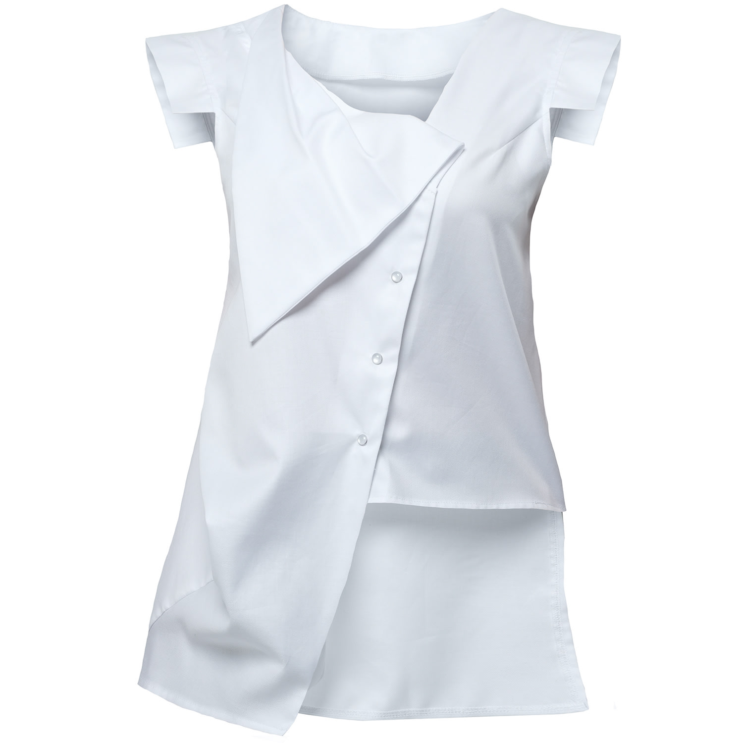 Metamorphoza Women's Asymmetrical Buttoned Top In White In White
