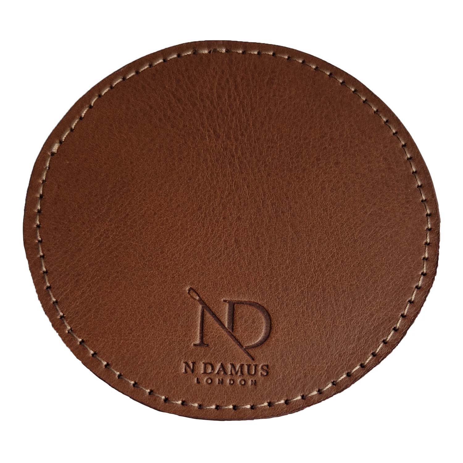 Brown Dulwich Chestnut Leather Drink Coaster Set N’damus London