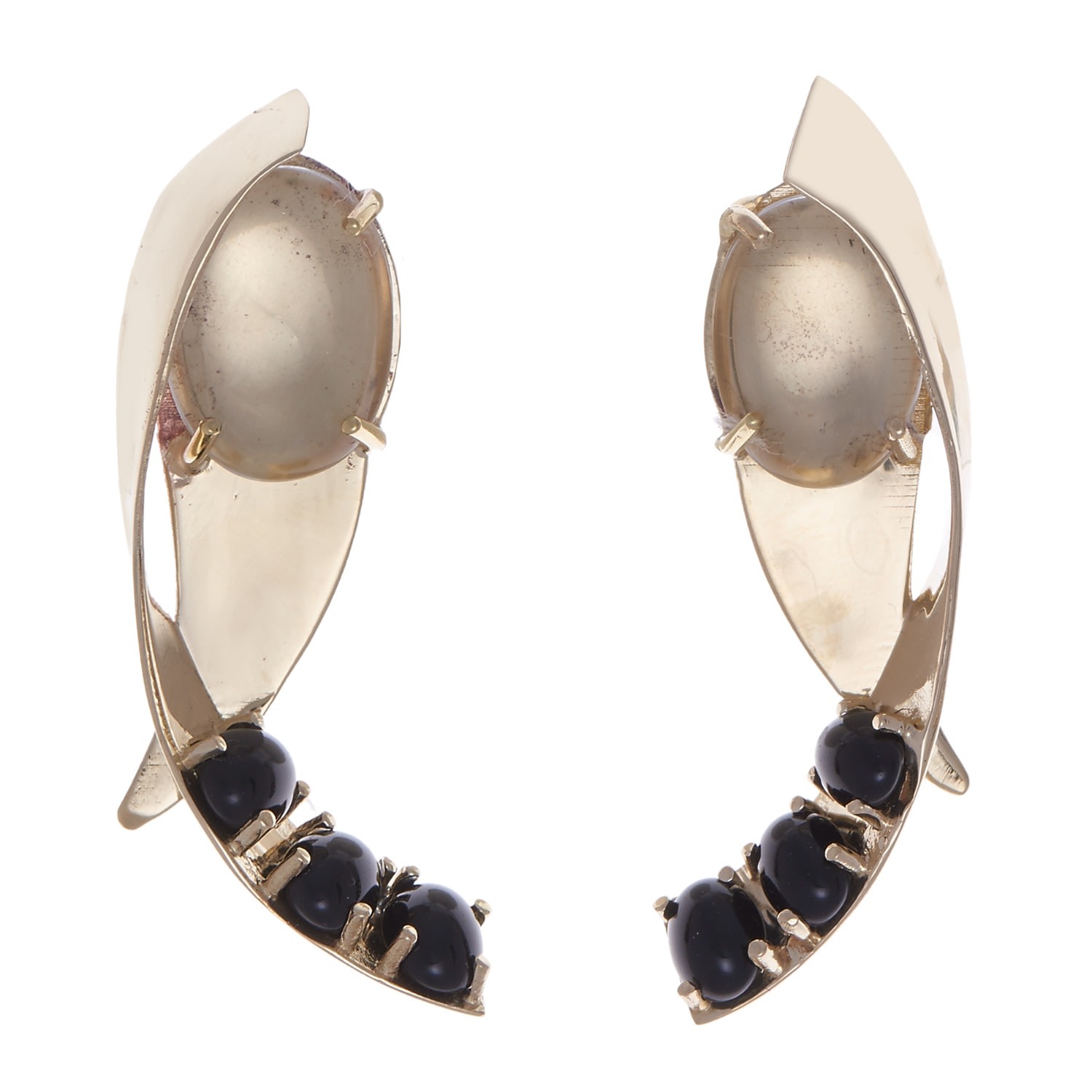 Castlecliff Women's Black / Gold Apse Earring In Clear Black Gold In Metallic