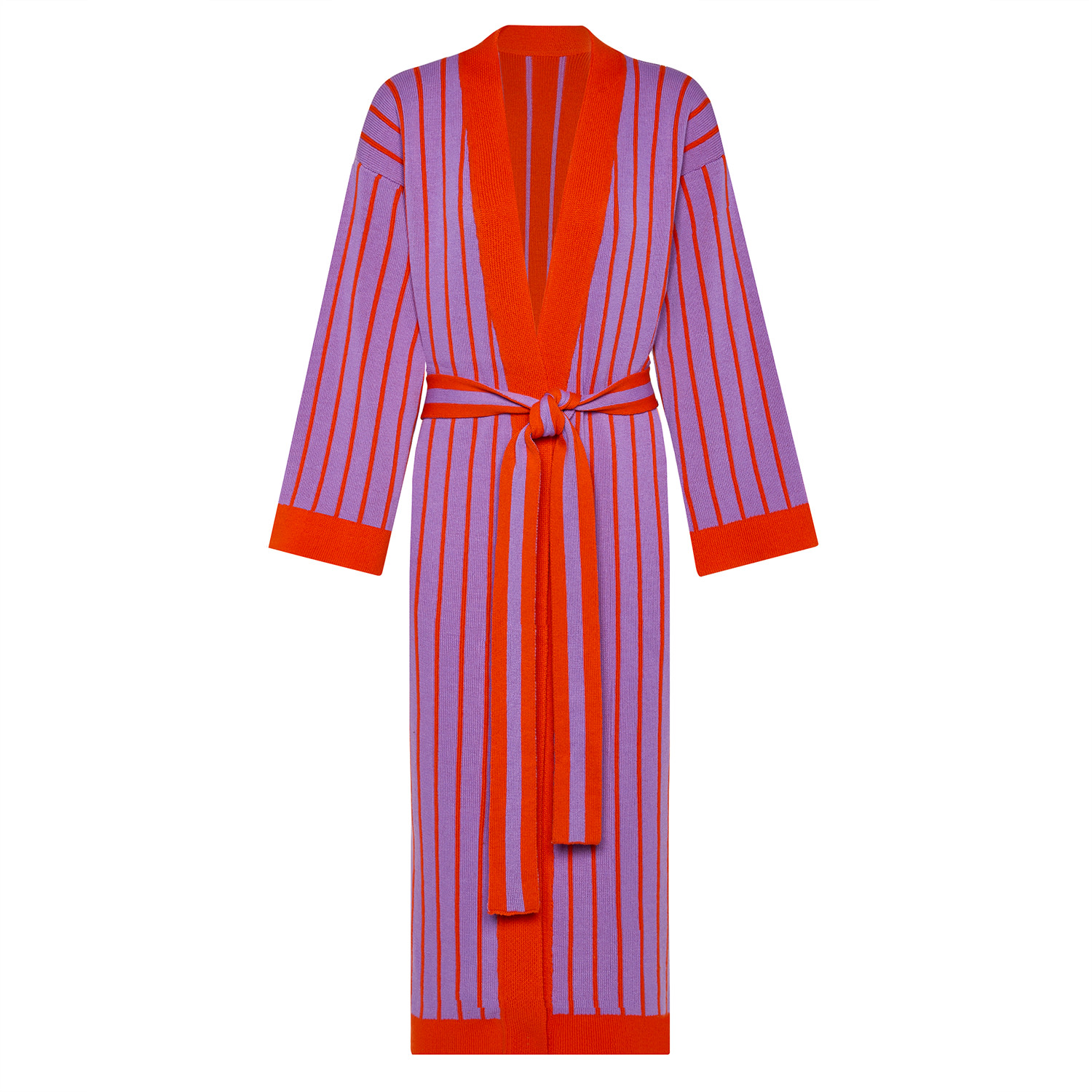 Ingmarson Women's Pink / Purple / Yellow Thin Striped Long Wool & Cashmere Cardigan In Pink/purple/yellow