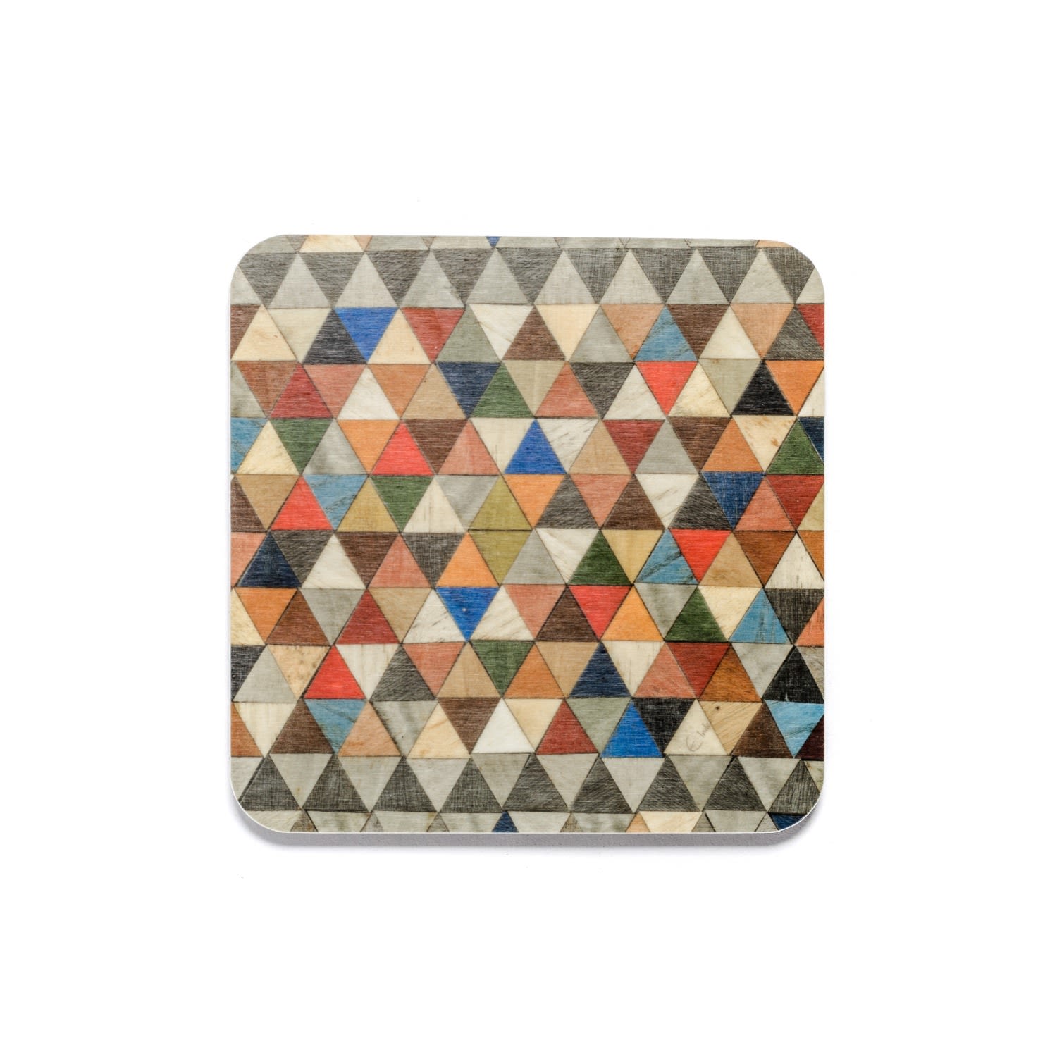 Four Coasters Set In Mosaic Design. Heat Resistant Melamine Coating. Tied With Ribbon For Easy Gifting. E. Inder Designs