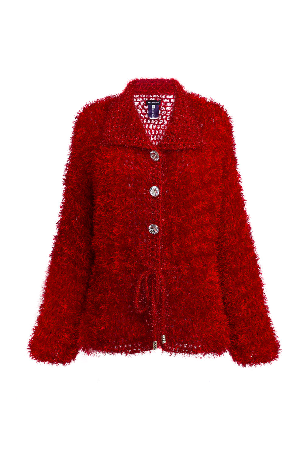 Andreeva Red Monroe Handmade Knit Cardigan In Red
