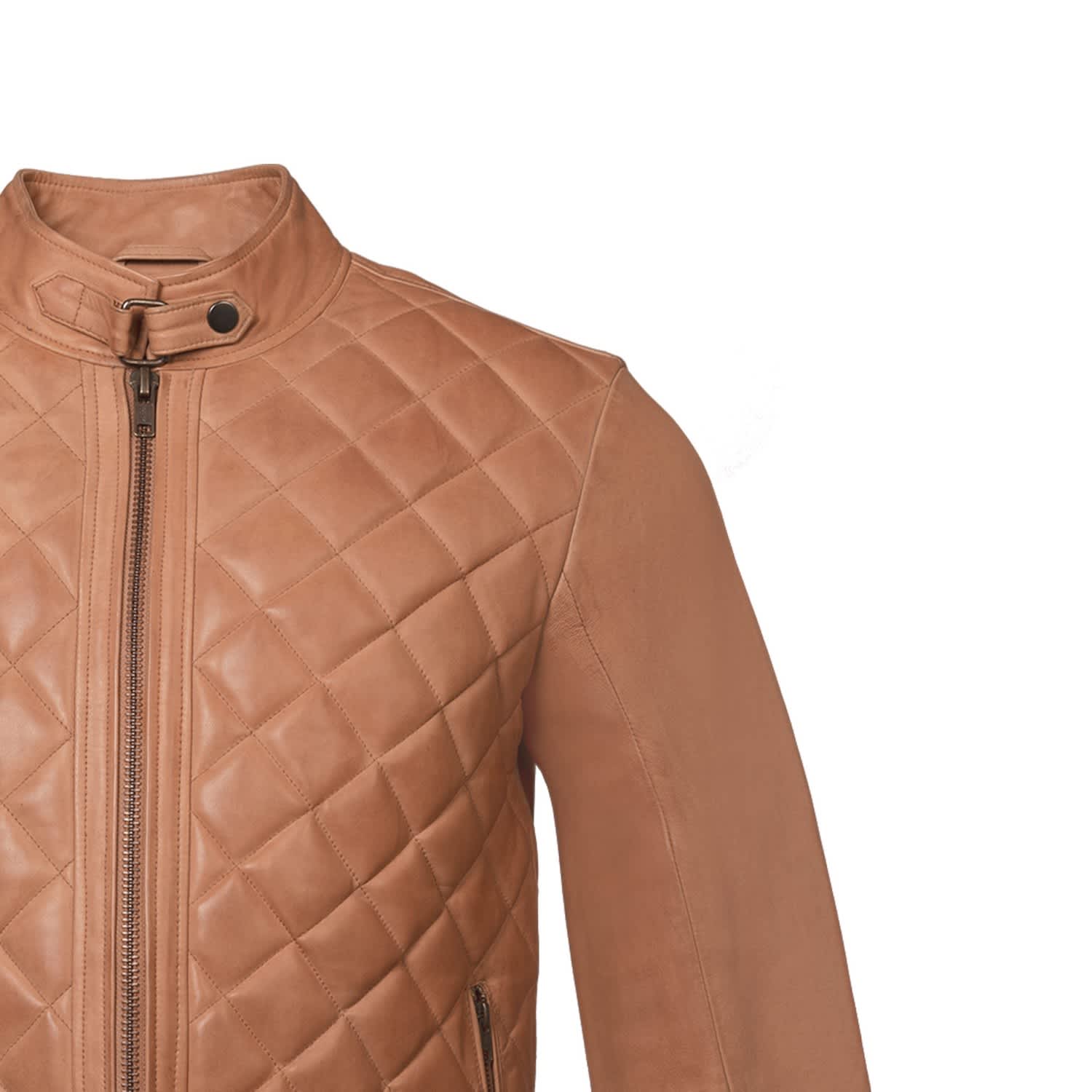 Single Malt Peach Biker Leather Jacket | ZastaStudio | Wolf