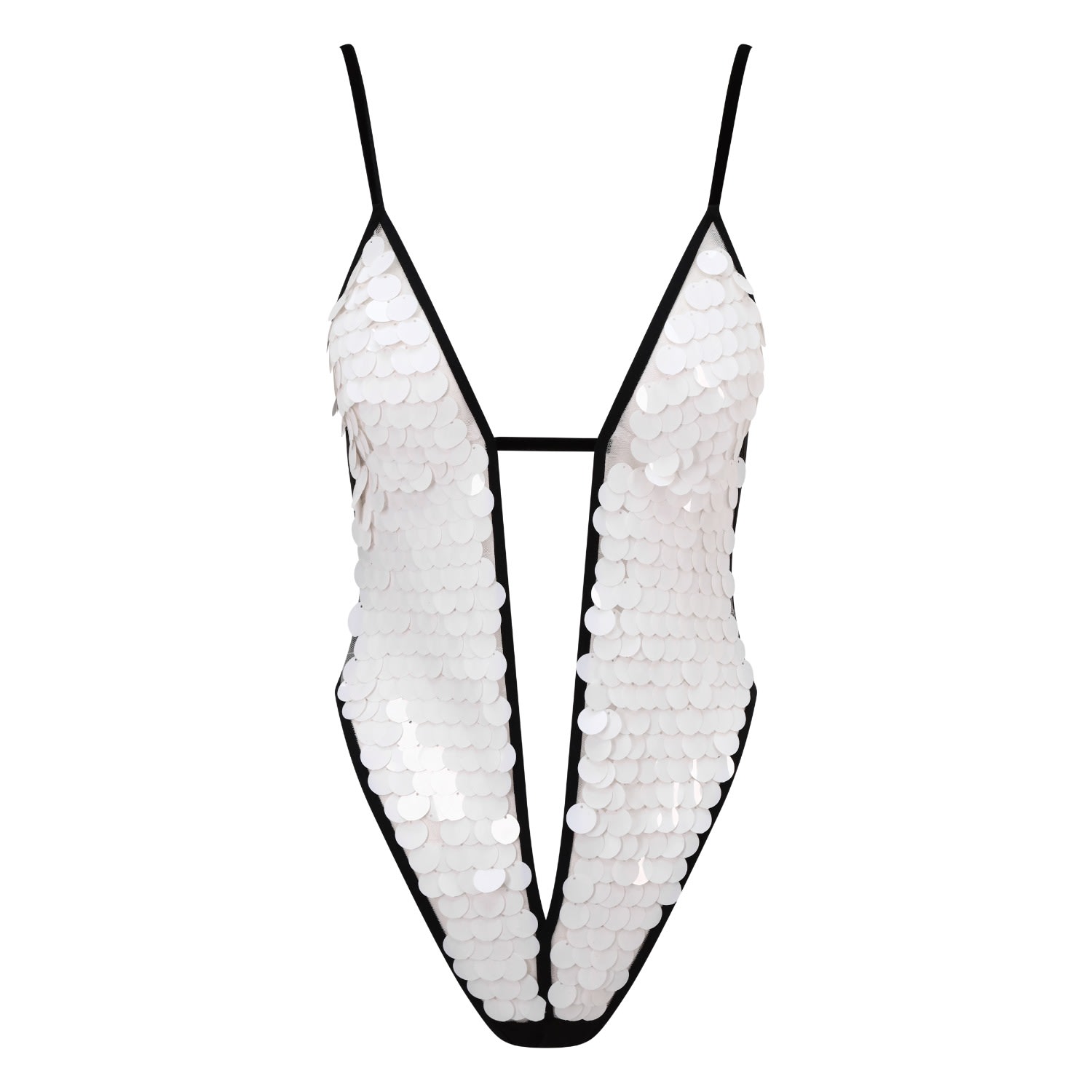 Women's Apres Sun Petunia White Sequin Body | Extra Large | Belle-Et-Bonbon