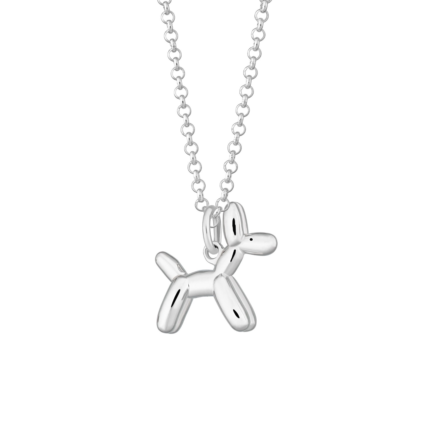 Silver Balloon Dog Charm Necklace Scream Pretty Wolf & Badger