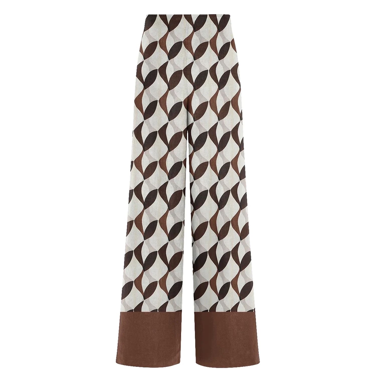 Aloha From Deer Women's Brown / Neutrals Brownie Abstract Long Loose Pants