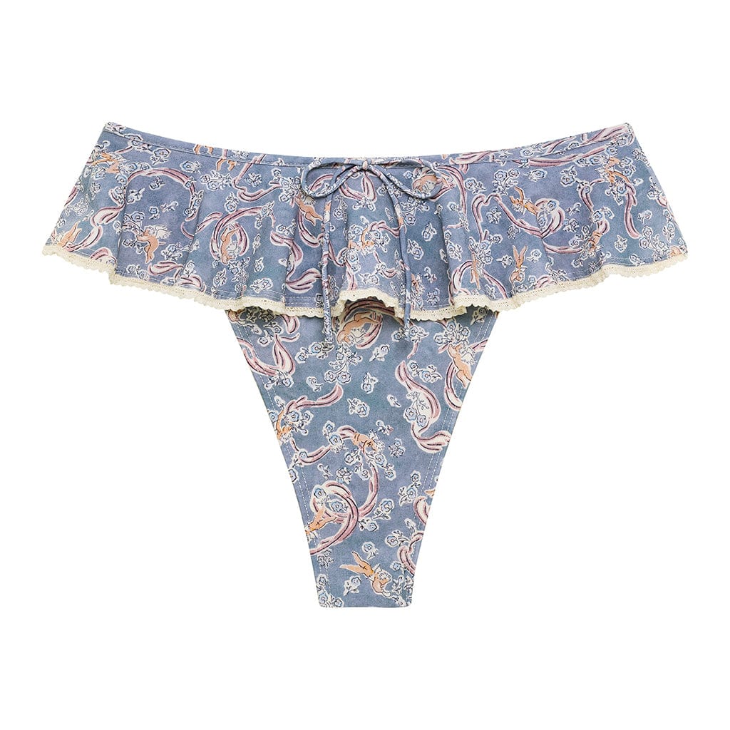 Montce Swim Women's Blue / White Cupid Tamarindo Ruffle Bikini Bottom In Multi
