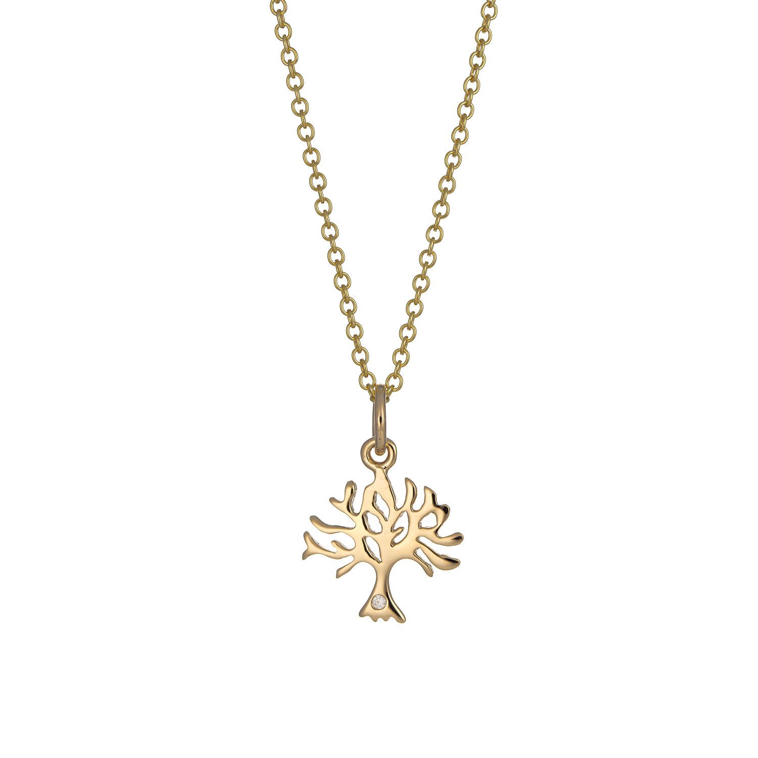 Women’s Solid Gold Tree Necklace With Diamond Lily Charmed