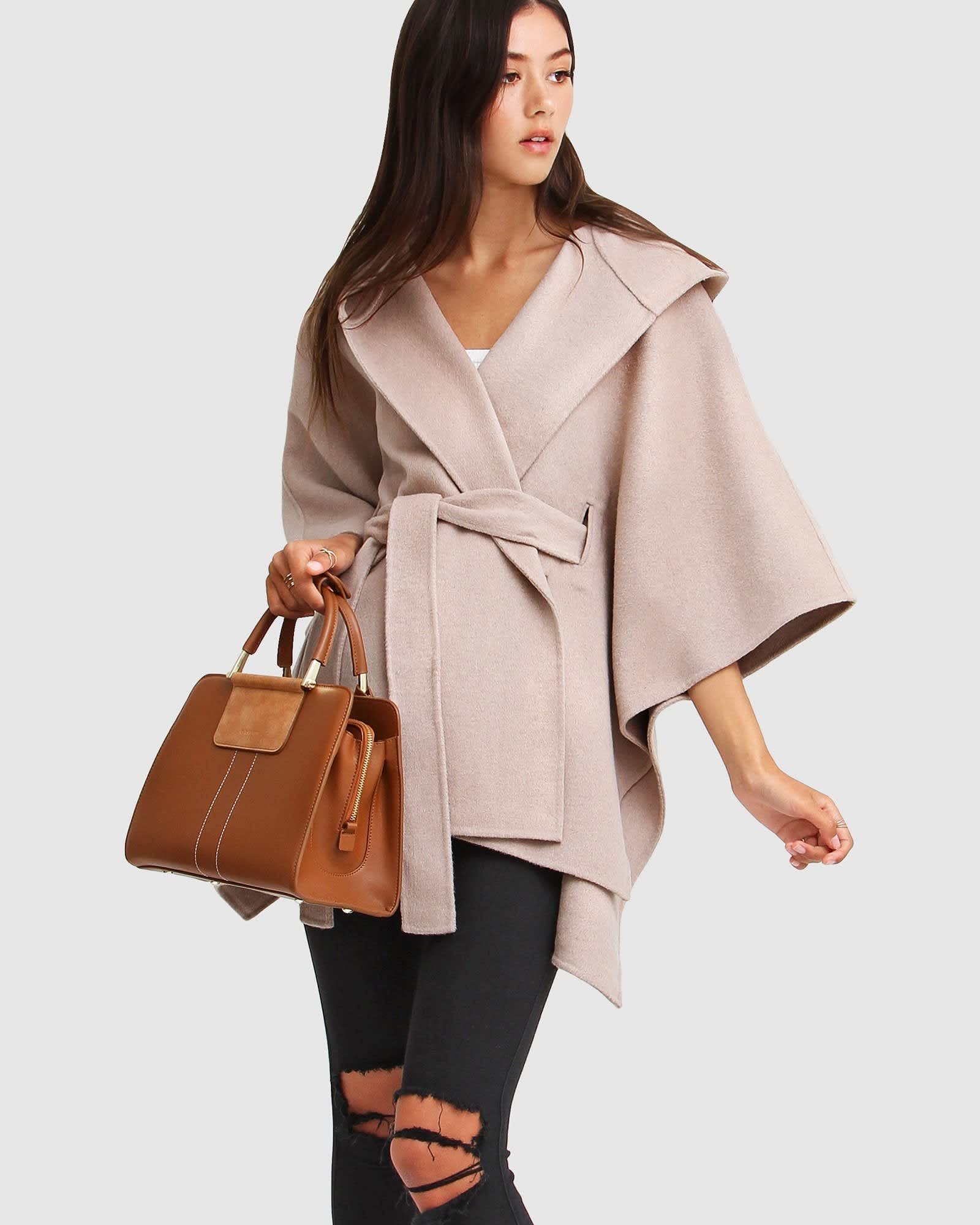 Jackson Landing Wool Blend Cape Coat - Sand | Belle & Bloom | Wolf