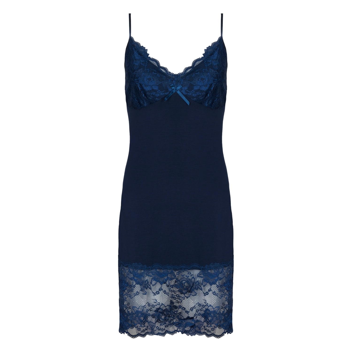 Women’s Classic Lace Chemise Nightdress - Blue Small Oh!Zuza Night & Day