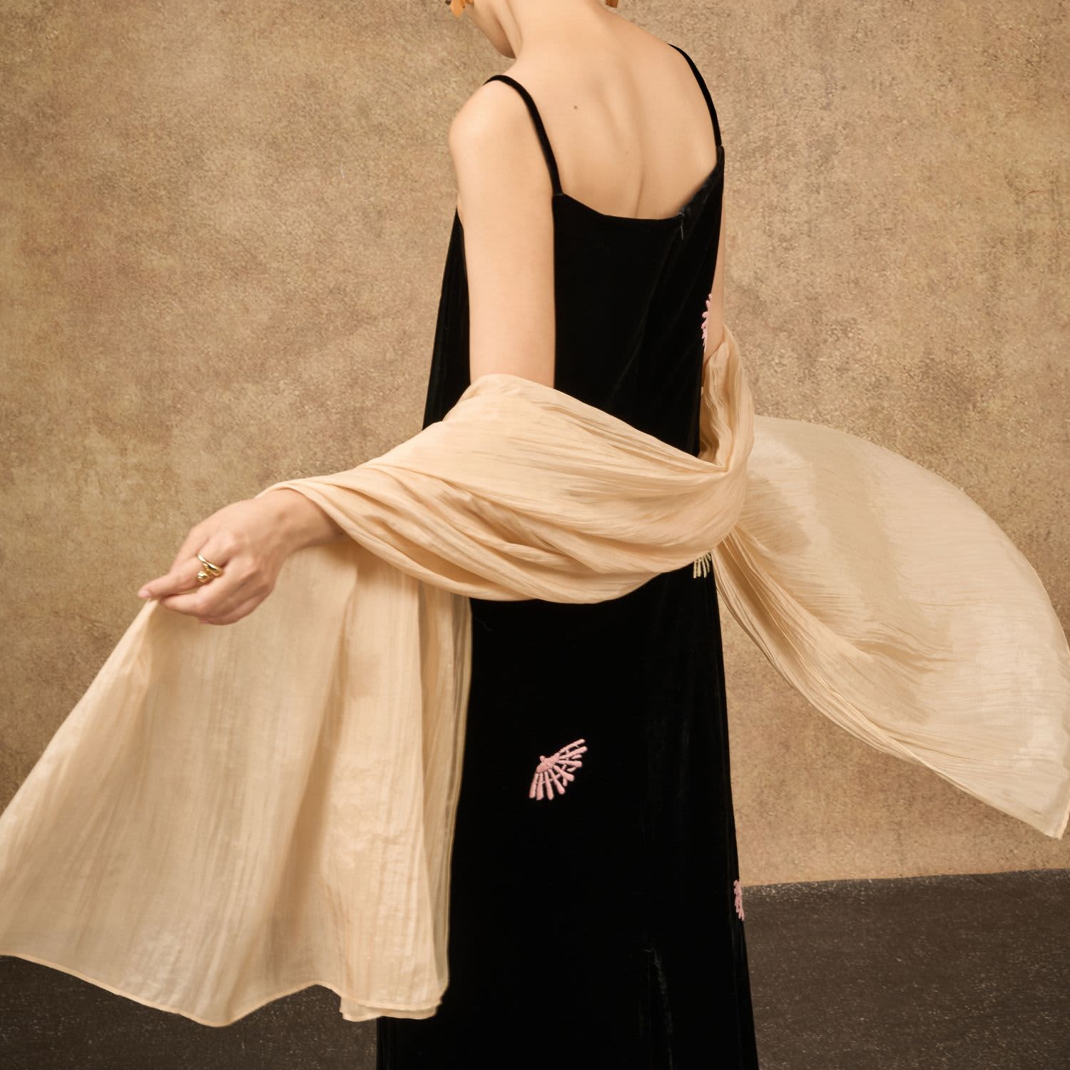 gold shawl for dress Versatile Organza wrap Also available in a smaller size Women's Champagne Gold Silk Scarf