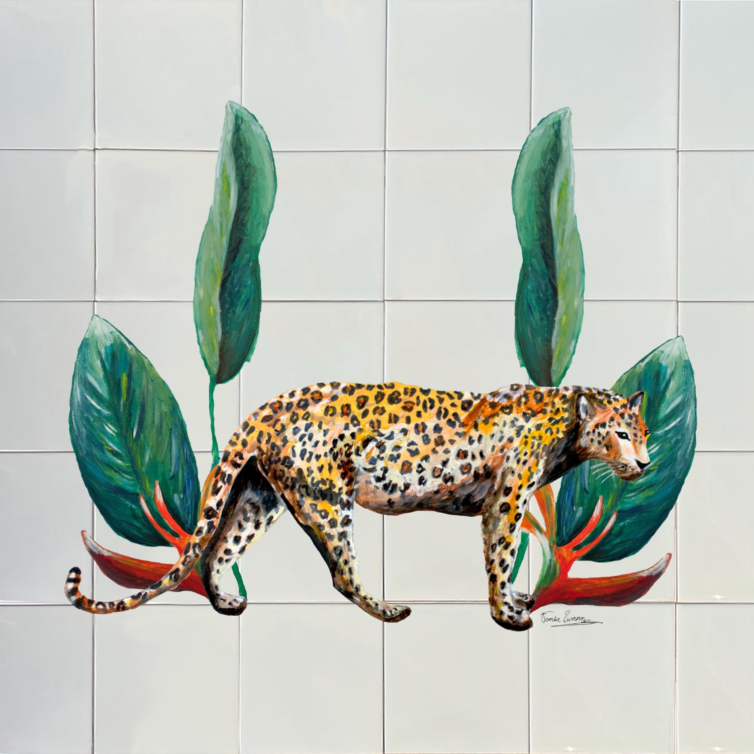 White / Green / Brown Backsplash Tiles Panther Catchii