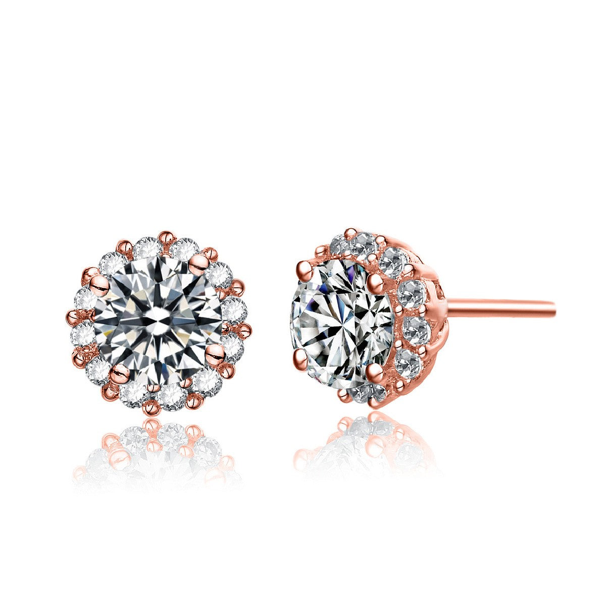 Women’s White / Rose Gold Louise Signature Rose Gold Plated Stud Earrings Genevive Jewelry