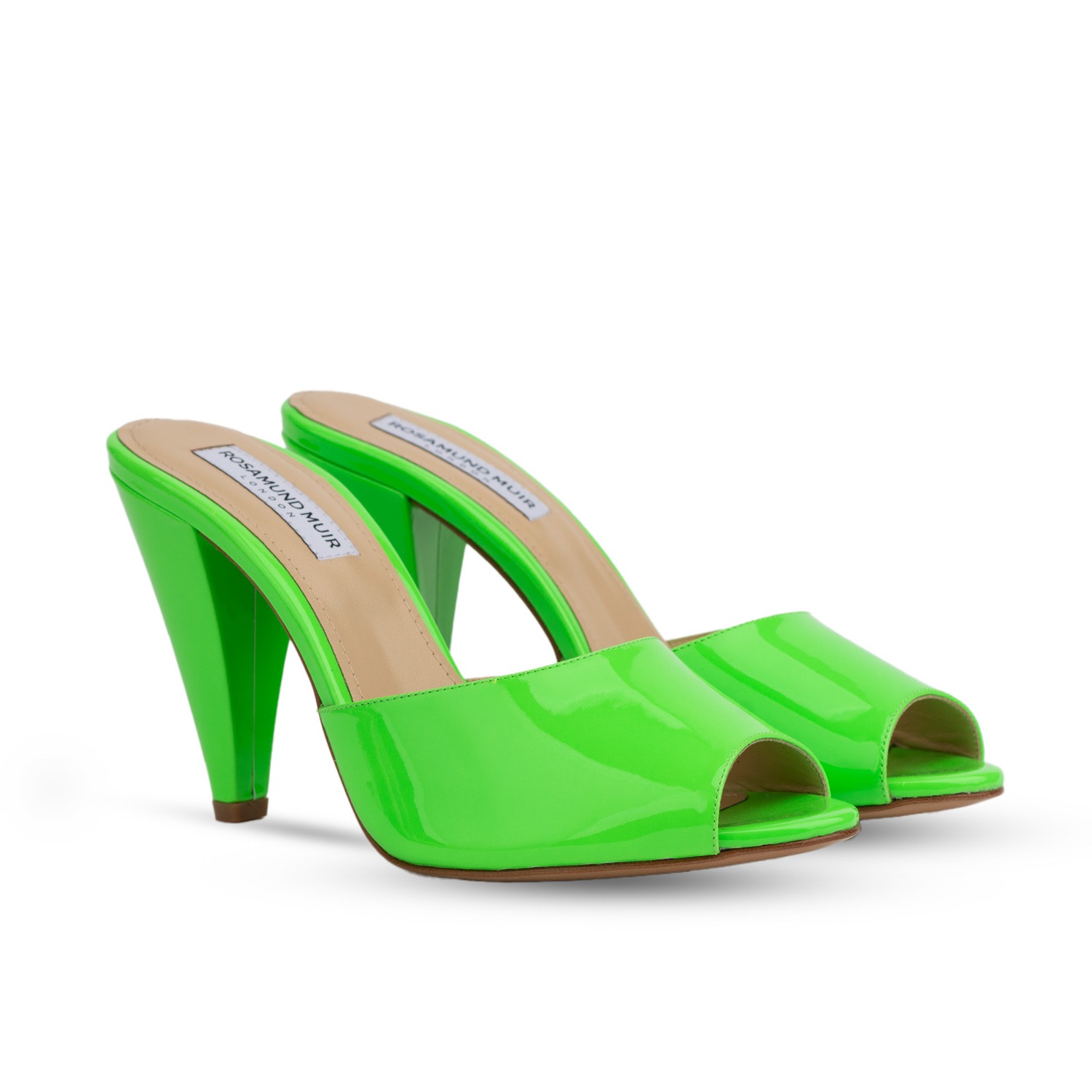 Rosamund Muir London Women's Montavia Lime Green Patent Mules - Races, Weddings, Events In Green