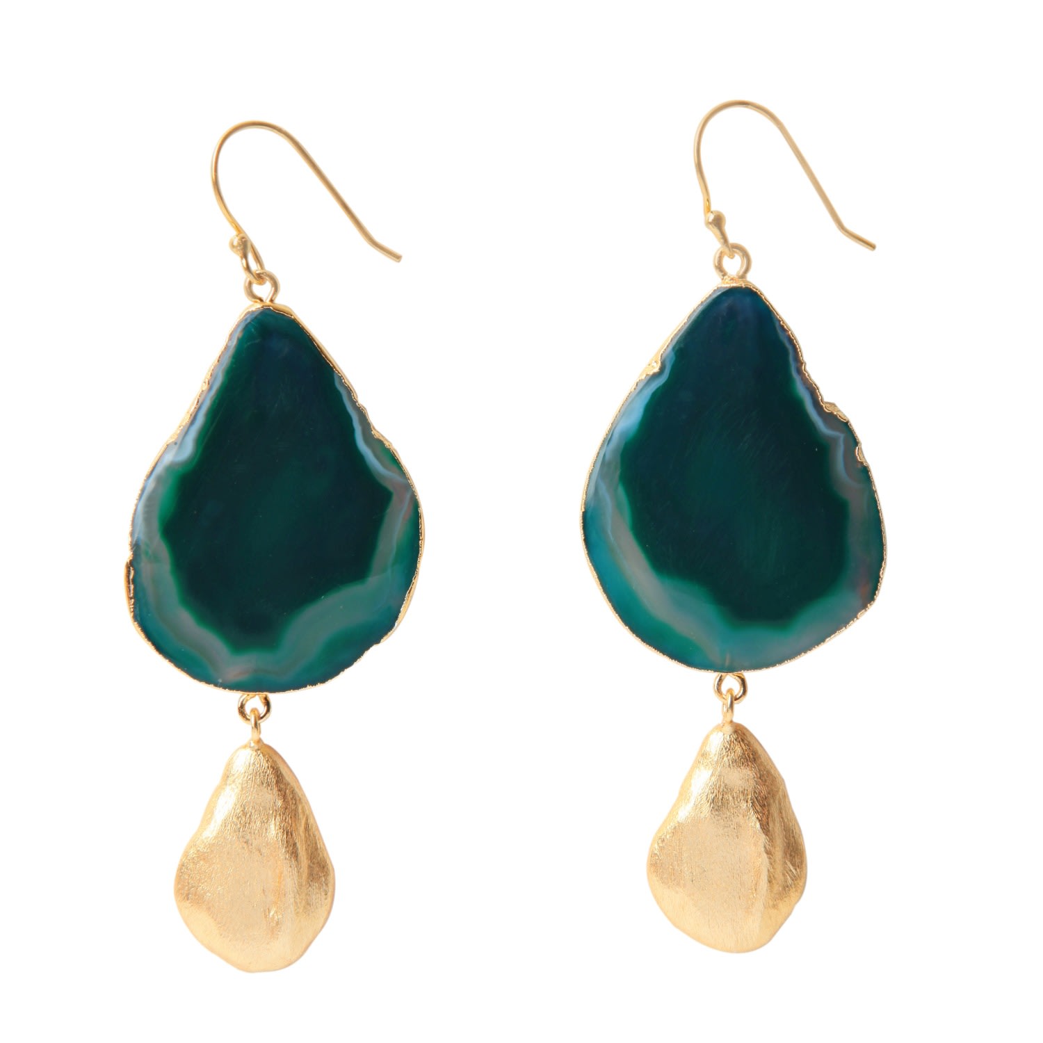 Women’s Gold / Green Hold The Baby Green Agate Statement Earrings Yaa Yaa London