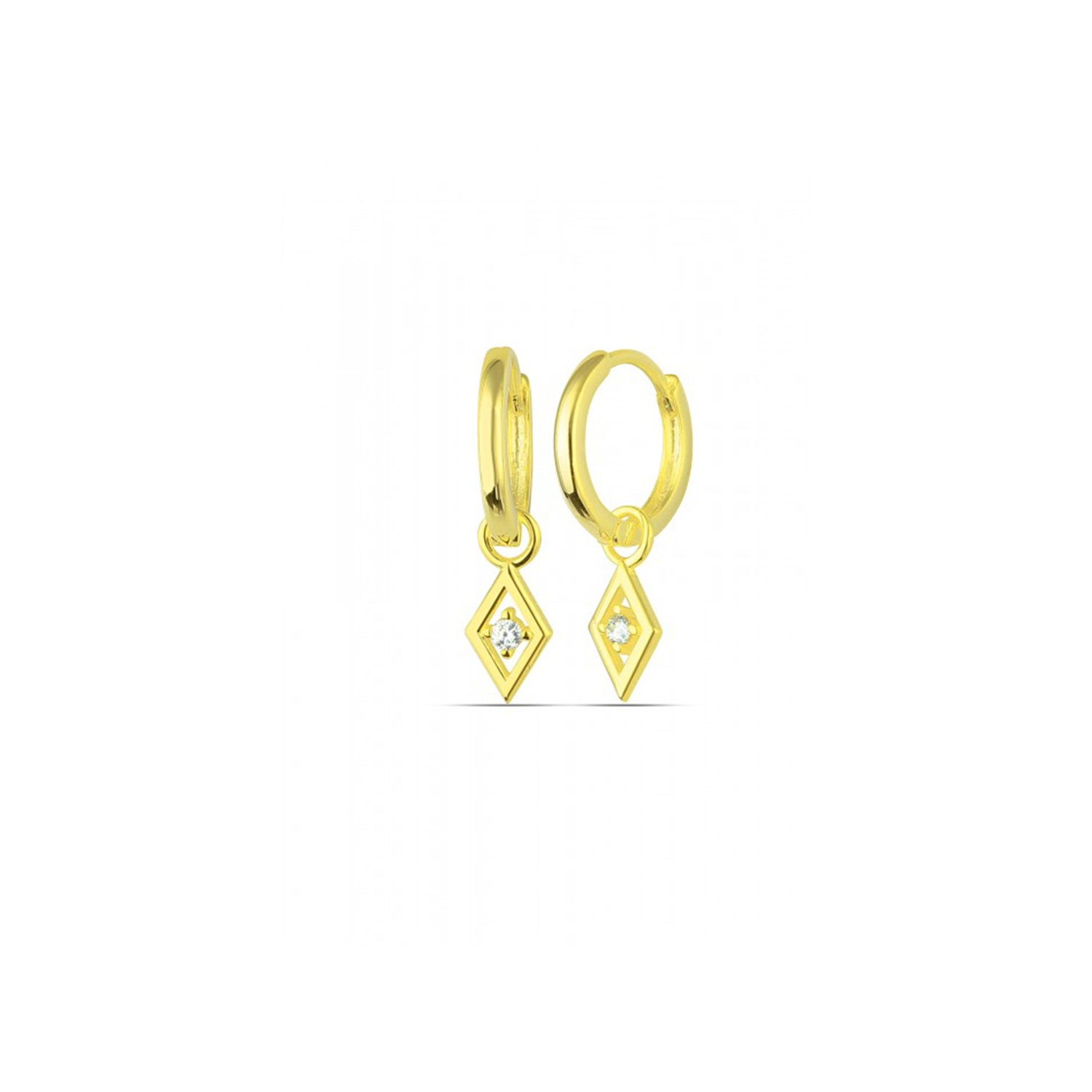 Spero London Women's Sterling Silver Rhombus Drop Earring With Single Gemstone - Gold In Gold